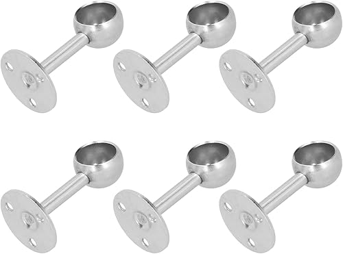 Miniatura 6 de Wardrobe Hardware, Curtain Rod Bracket Flanged Socket for Clothes for Wooden Boards for Kitchen Hanging Rod Brackets(22 Half Pass)