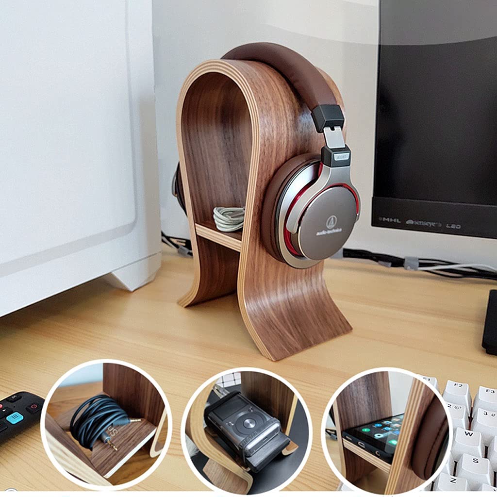 Soporte Auriculares Auricular soporte de escritorio vertical madera sólido titular de auriculares accesorios accesorios de mesa multifunción Hanger de auriculares (ancho de la placa 3.1 / 4.7 pulgadas