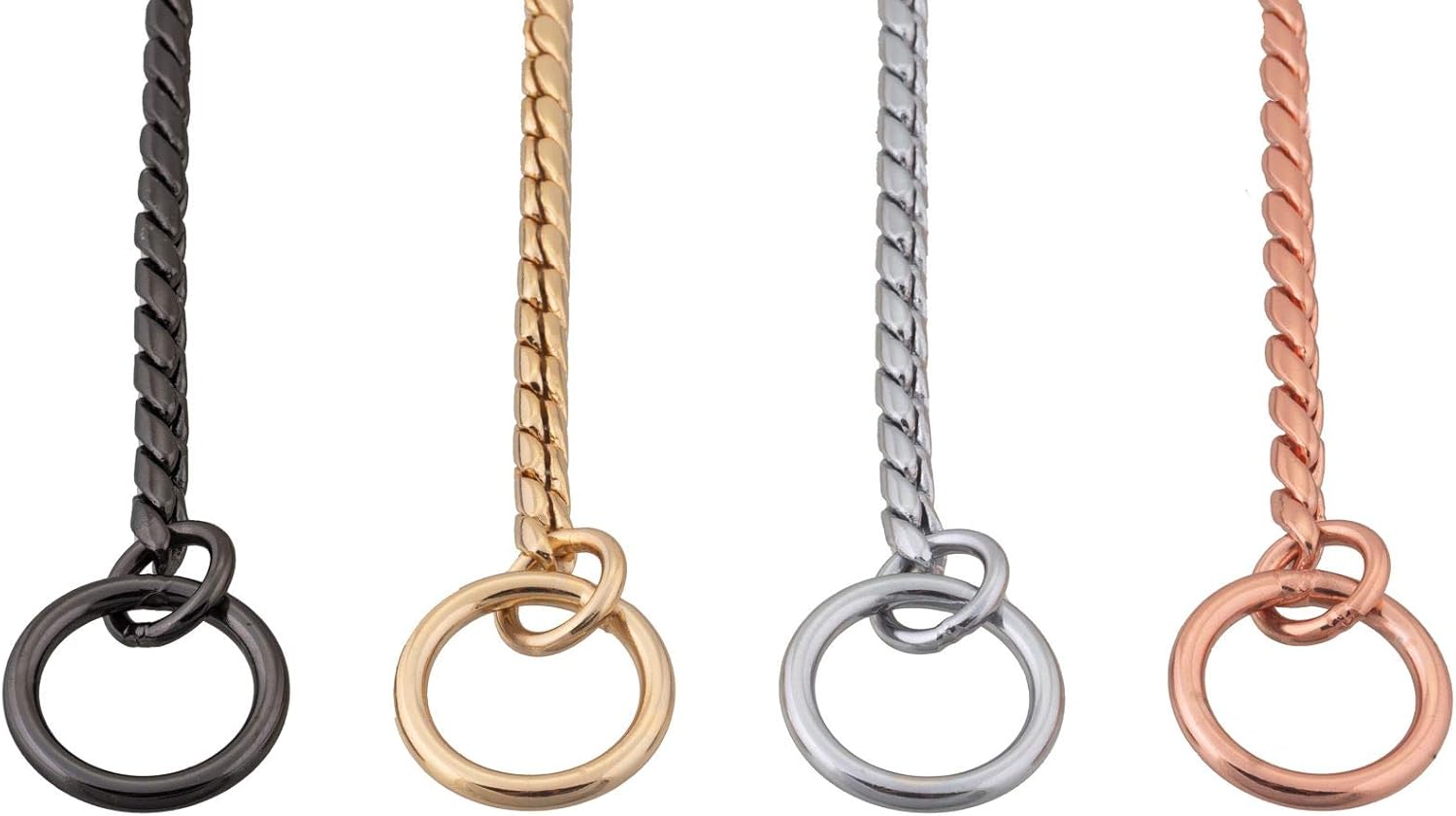 Alvalley Metal Chain Dog Show Collar - Pet Slip Collar for Shows - Fine Brass Snake Chain Collar - Adjustable for Toy, Small, Medium, Large, and Extra Large Dogs (Chrome, 26", 5.5mm Thick)