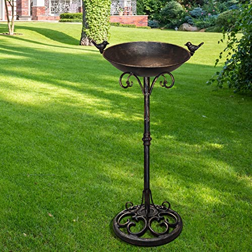 Hjhhartspace Cast Iron Bird Bath, Bird Baths For Outdoor Metal Bird Bath With Bird Statues Bird Feeder Bowl Tray Yard Garden Outside Decoration #TOP6