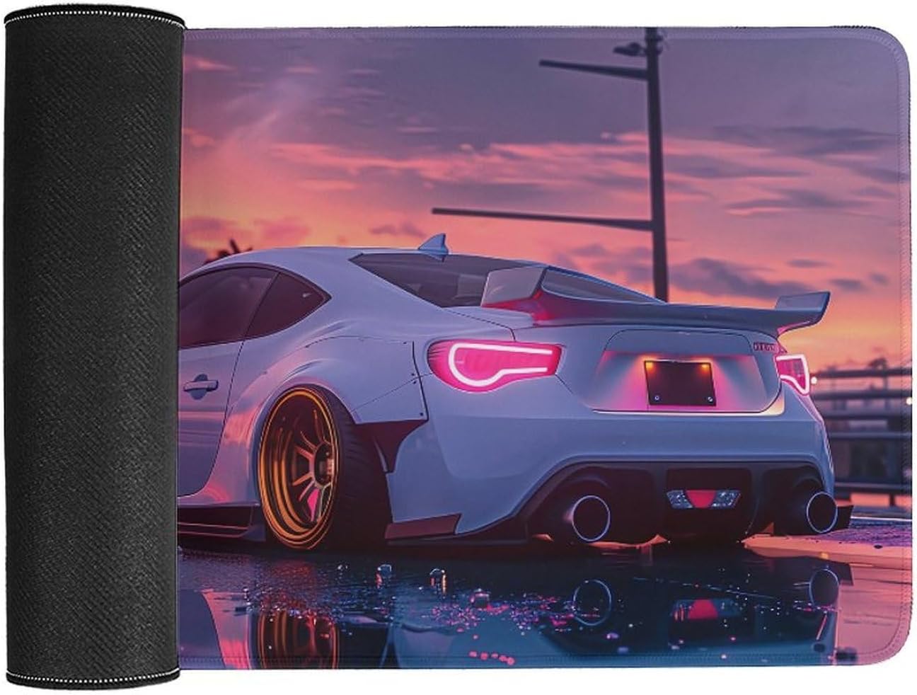 JDM Car Modified BRZ Sunset Large Gaming Mouse Pads Non-Slip Rubber Base Desk Mat Laptop Computer Accessories Supplies Writing Pad for Office Home 30x60cm