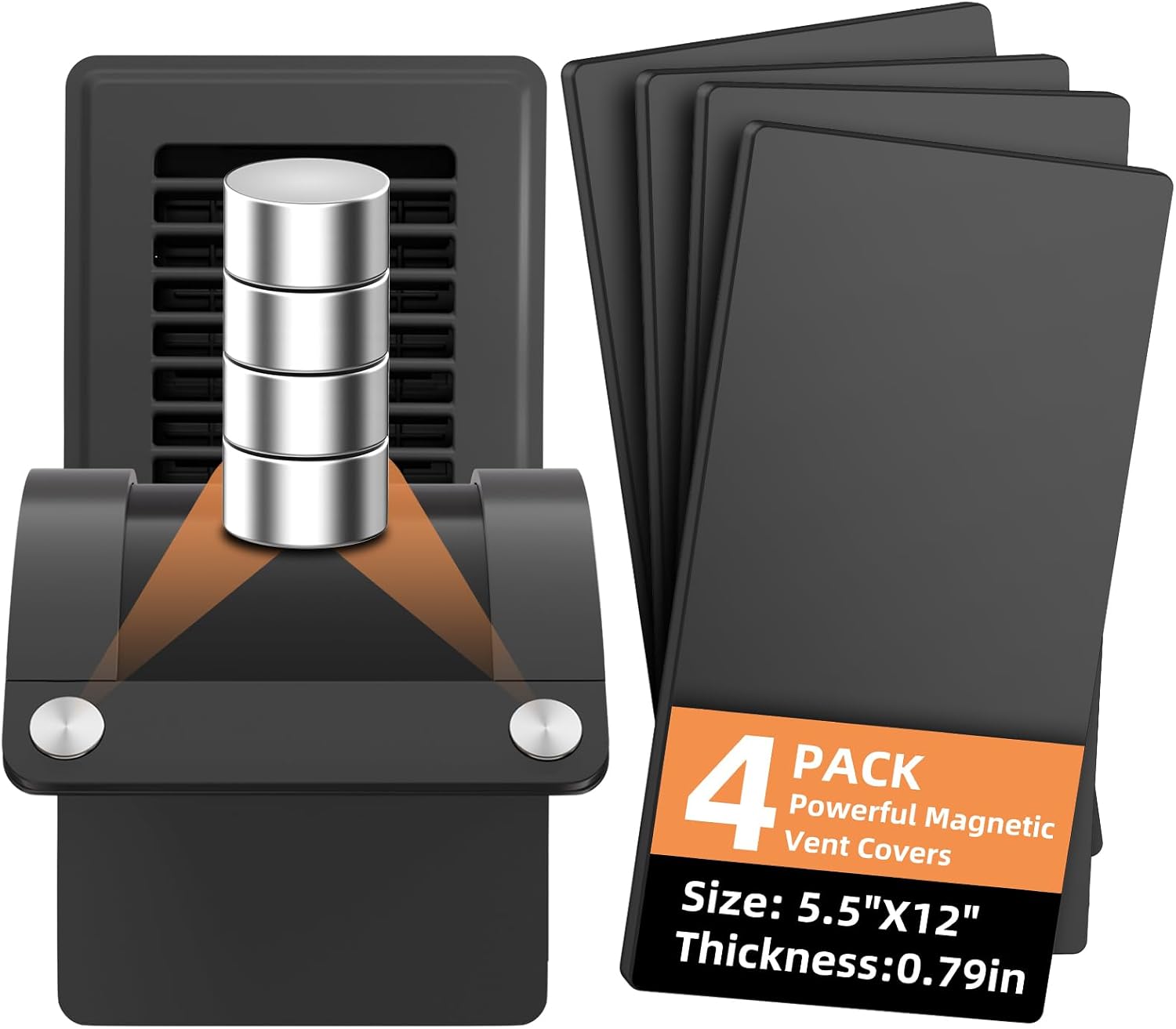 4 Pack Powerful Magnetic Vent Covers - 8" X 15" Vent Covers for Home Floor Strong Magnets Never Fall Off Air Vent Covers for Floor, Wall, or Ceiling Vents, RV, Home HVAC, Vent Not Included, White