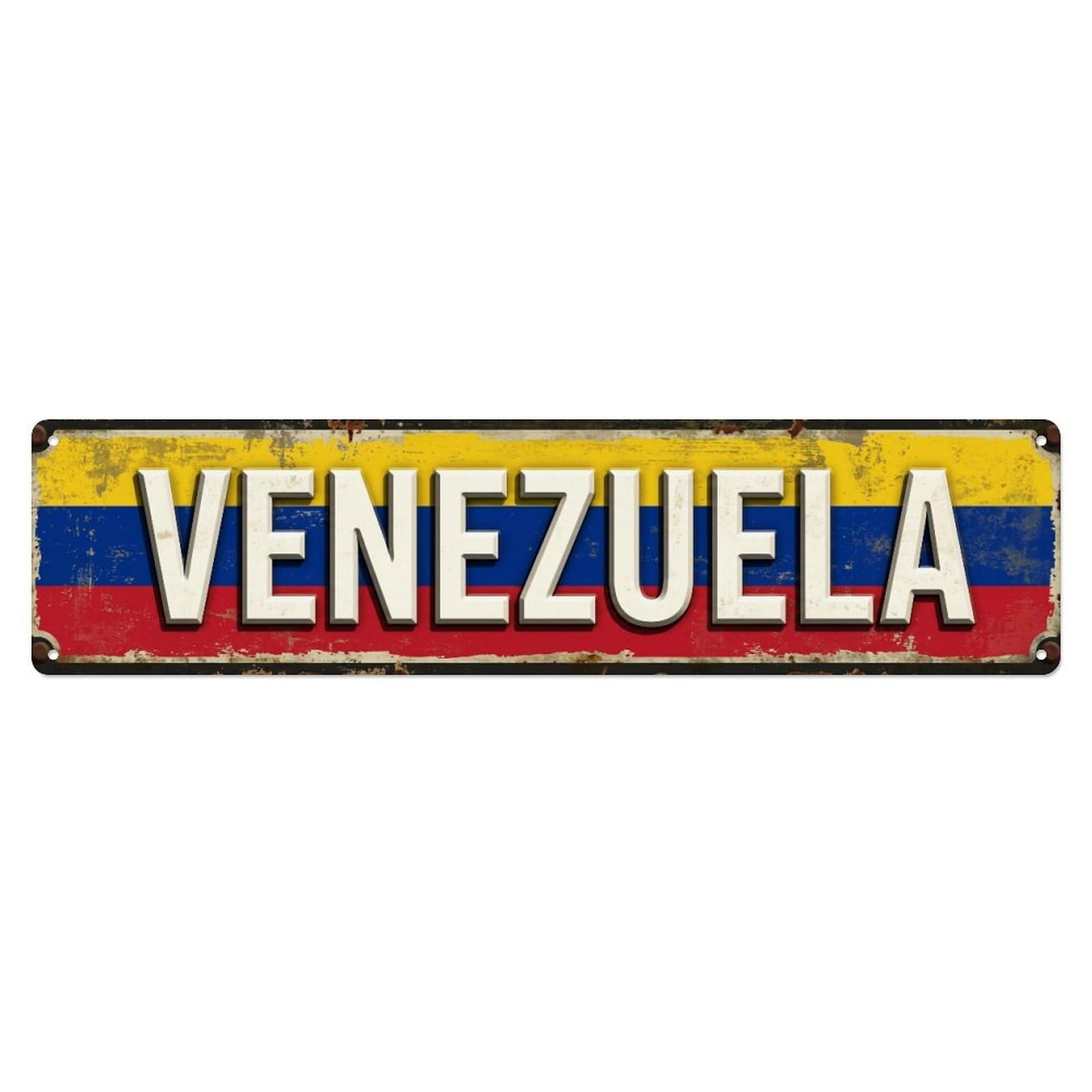 Metal Tin Sign Vintage Venezuela Flag Pattern