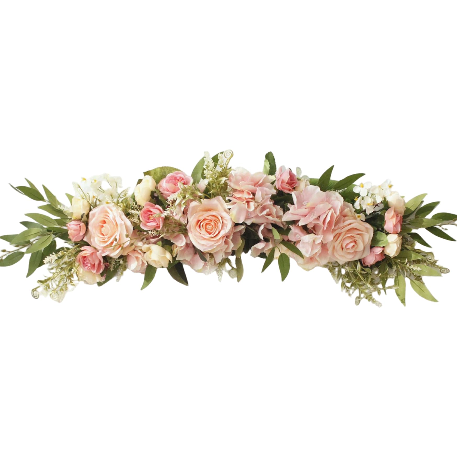 AwnsIMfreien Floral Swag, 25.6" Silk Artificial Rose Arch Flowers With Leaves, Flexible Realistic Flowers For Wedding Arch, Front Door, House Wall Decoration, Flower Arrangement