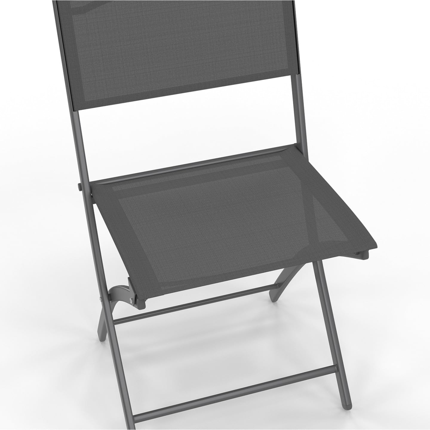 IDMarket - Lot de 4 chaises de Jardin Pliantes Bastia métal et textilène Gris Anthracite