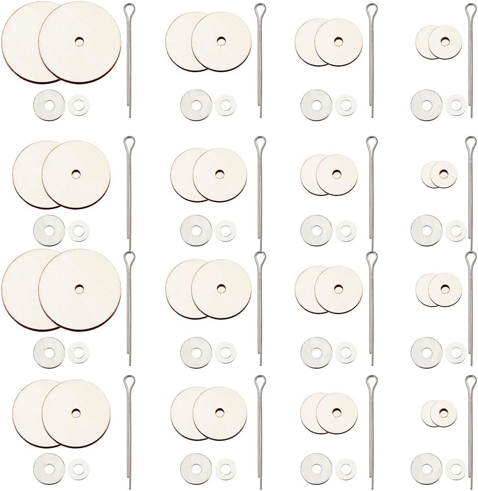 SUPERFINDINGS 180Pcs 8 Sizes Wooden Doll Joint and Fibreboard Disks 8-24mm Rotatable Doll Joints Cotter Pin DIY Dolls Accessories for Amigurumi Crochet Bear Doll DIY Crafts