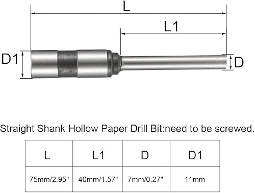 Miniatura 2 de uxcell Taladro de sacador de papel de 23.0 ft m, herramienta de broca hueco de la caña recta, para la punzonadora del perforador del agujero