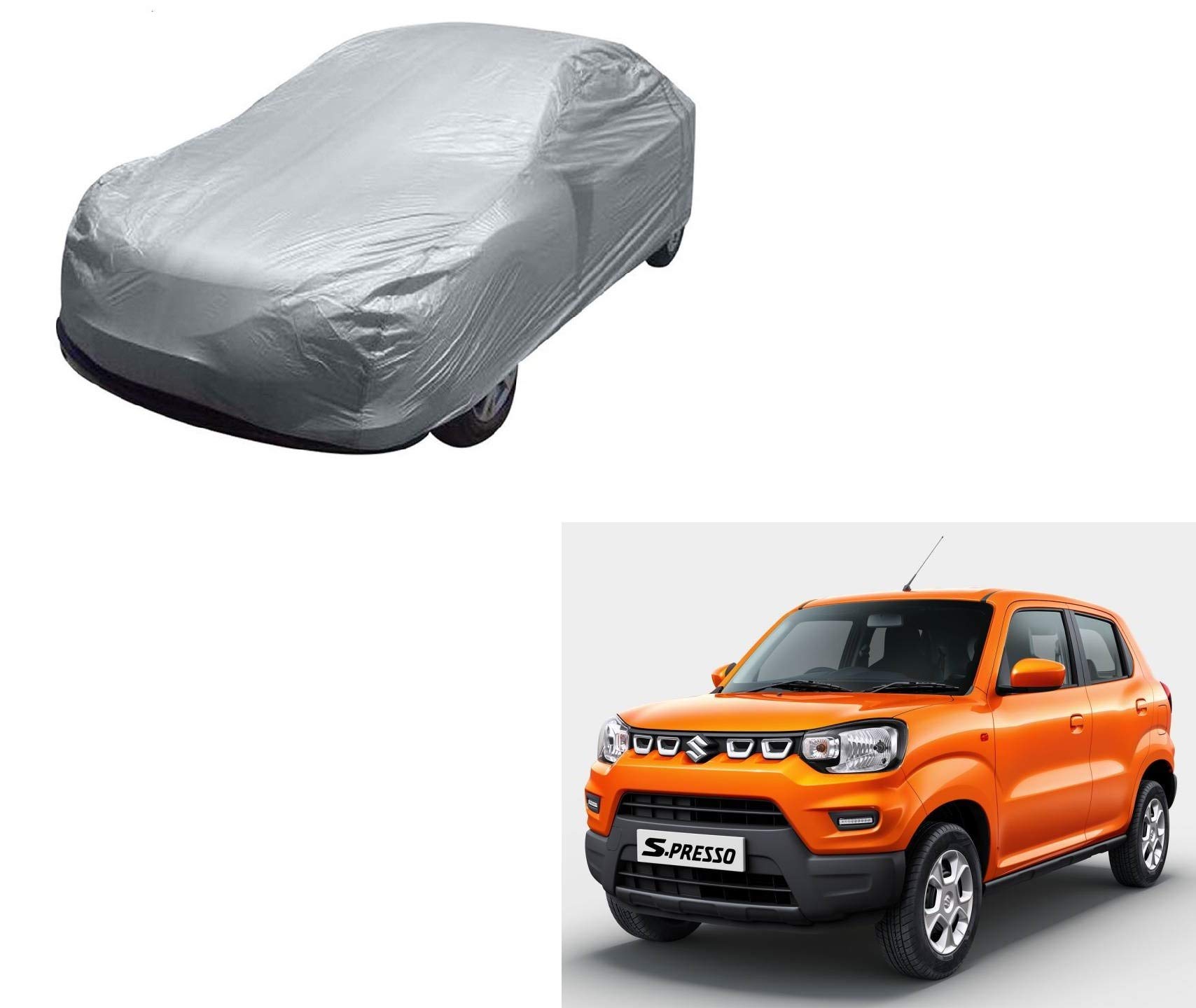 Kozdiko Silver Matty Car Body Cover with Buckle Belt for Maruti Suzuki S-Presso/Hyundai SantroXing/Hyundai Santro New/Renault Kwid/Hyundai i10-image-5