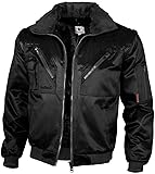 QUALITEX Chaqueta de piloto 4 en 1, cuello y mangas desmontables, todo el año, hombre, color negro, tamaño xxxx-large