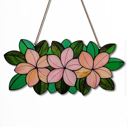 Atrapasoles de flores colgantes de vitrales, decoración de Navidad, panel de ventana de vitral, regalo de cumpleaños para mamá, mujeres y amigos