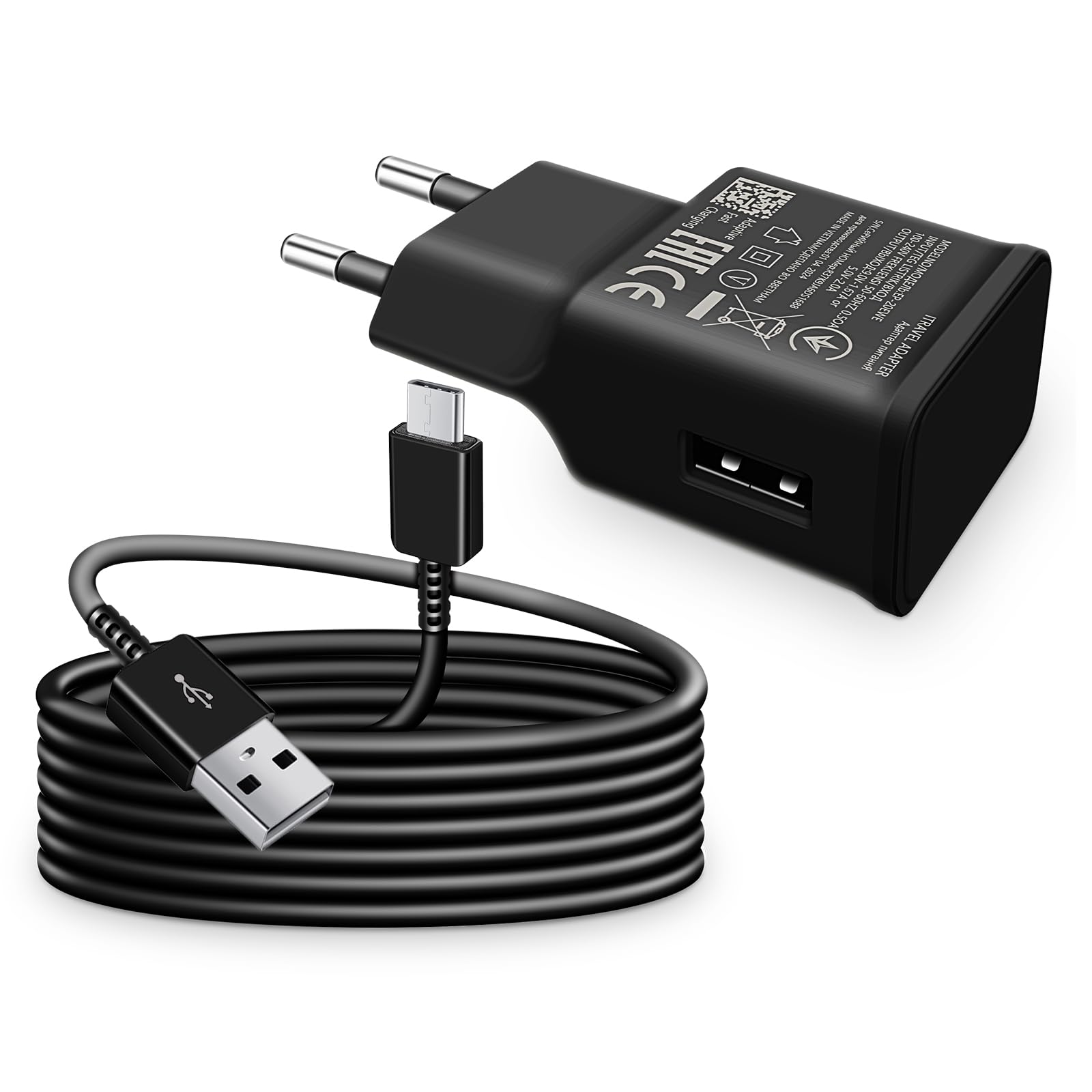 USB Ladegerät Schnellladegerät Netzteil mit Ladekabel für Samsung Galaxy A15 A14 A13 A33 A34 A35 A55 A54 A53 A51 A50 A41 A40 A71 A25 A23 A20 A20e S8 S9 S10 S20 FE, Note 10 9 8