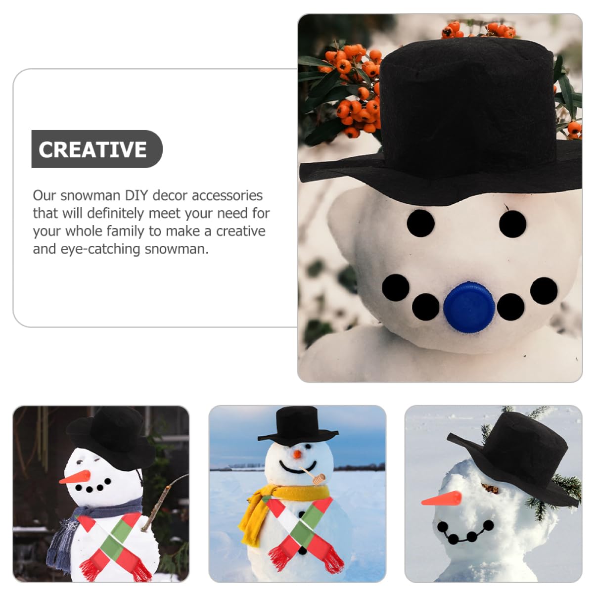 PRETYZOOM 5 Sätze Schneemann Verkleiden Schneemann-kleidungszubehör Zwerge Schneemann-anziehset Schneemann Macht Requisiten Schneeflocken Schneemann Bausatz Weihnachtsschneemann Dekore Stoff