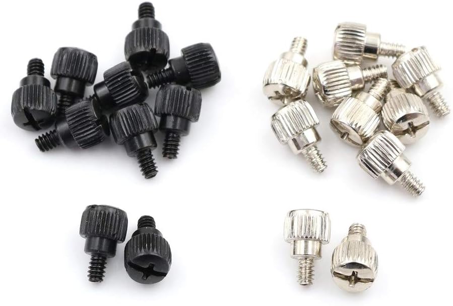 Security Screws，Screws， Knurled Screw 10pcs Computer Case Screw Hand Tighten Thumb Screw (Size : Black) (Size : White Nickel Color) (Size : White Nickel Color)