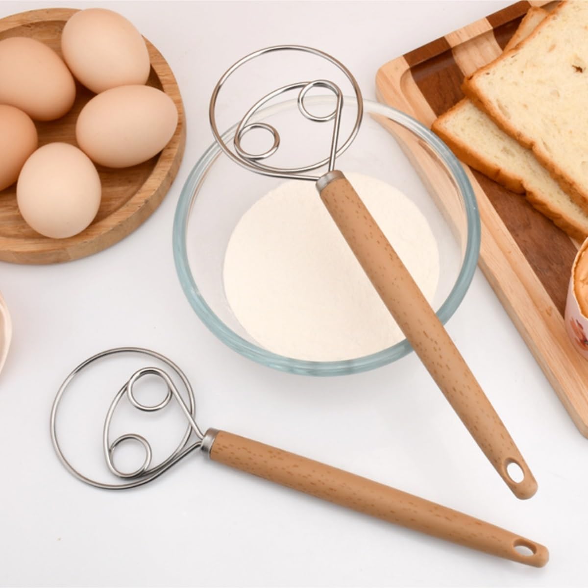 Batidor Varillas Cocina Mezclador De Masa Manual De Acero Inoxidable, Mezclador De Masa En Polvo, Herramienta For Hacer Masa Barillas Batir Batidor De Huevo