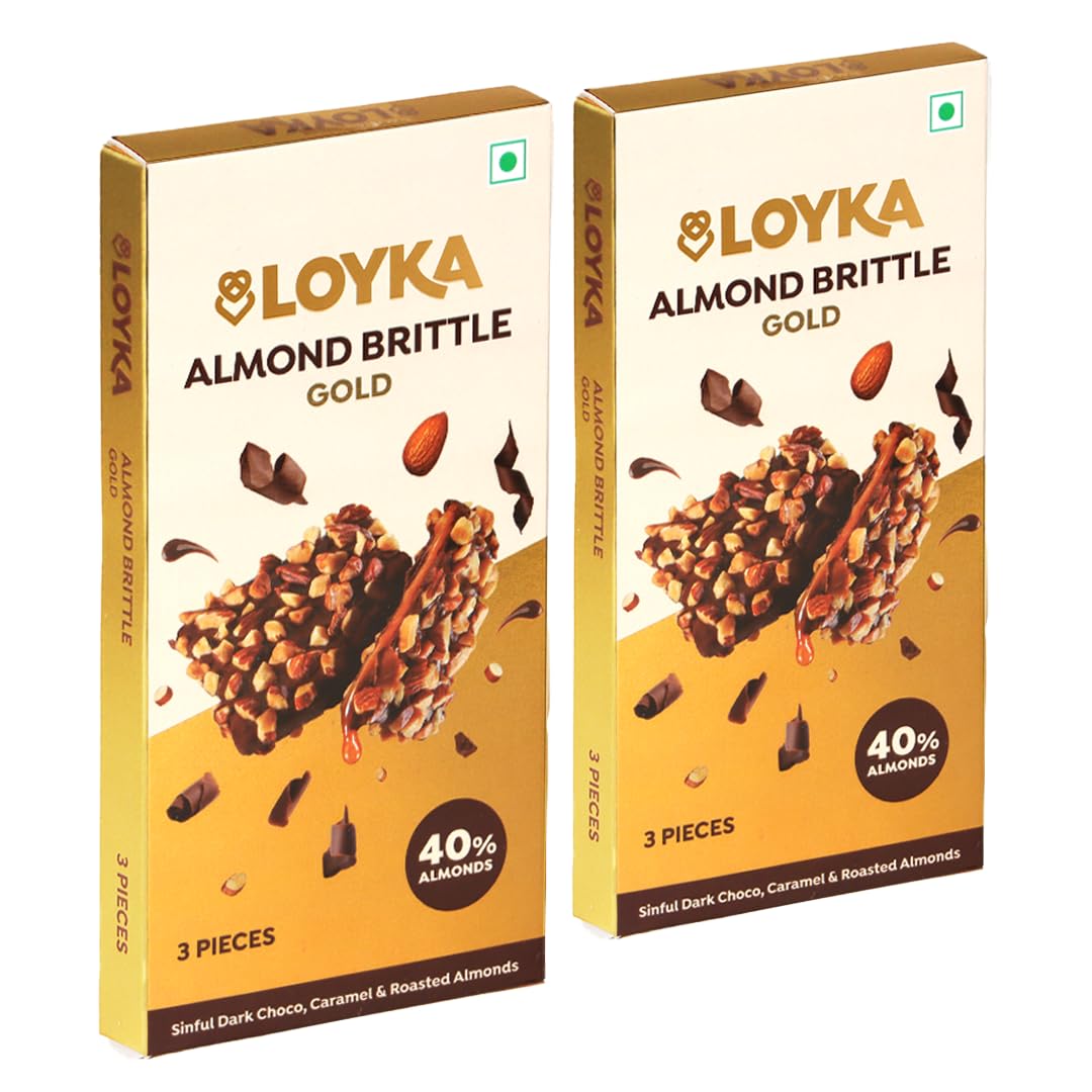 Loyka Almond Brittle Gold Choco Box - 3 pcs X 2 | Premium Chocolate Gift Hamper |Choco & Nut Dry fruit Delicacy |Roasted California Almonds (40%), Dark Choco & Salted Caramel | 87 gram (B0DHPJKBBW) Amazon Price History, Amazon Price Tracker