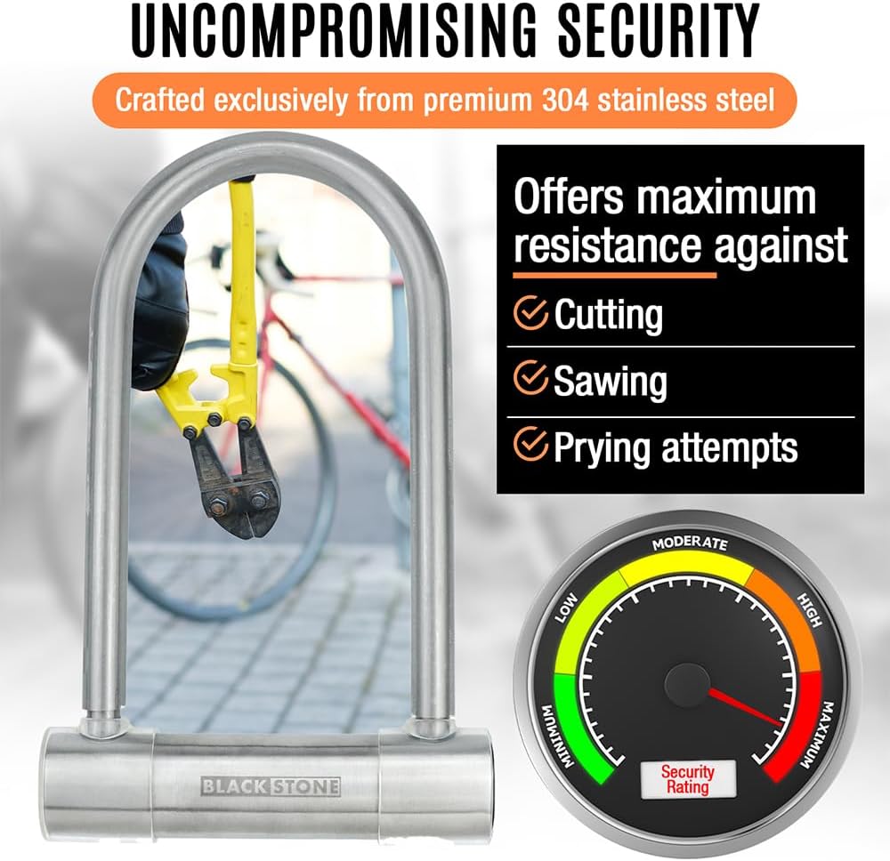 Crystal Vision Anti Theft Loud 130db Alarm Heavy Duty Bike Lock Weather Proof Multi Purpose