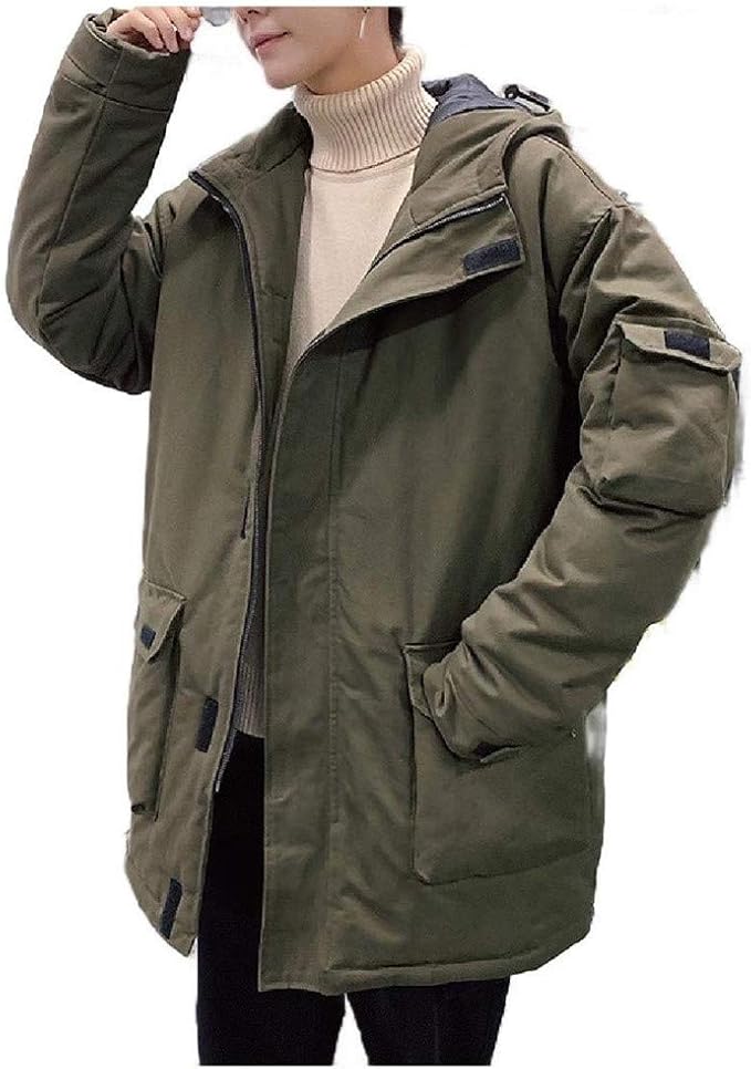 YuXindfg Men's Pockets Baggy Coat Jacket MidLong Hoode Oversized Anorak Jacket,Army Green