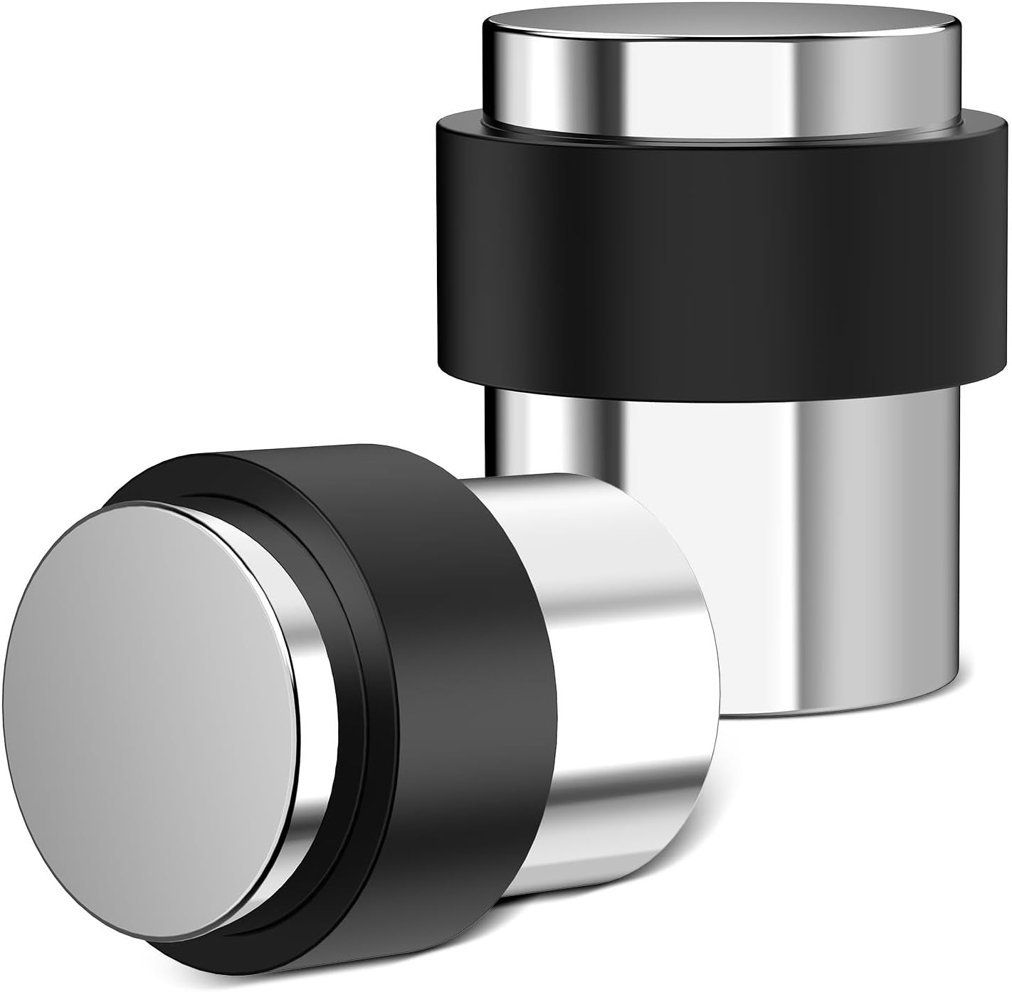 10 Pack Silver Mirror Finish Door Stoppers for Floor Mounting， Door Stopper Heavy Duty，304 Stainless Steel Cylindrical Made with Rubber Bumper，Floor Mount Door Holder Keep Door Open