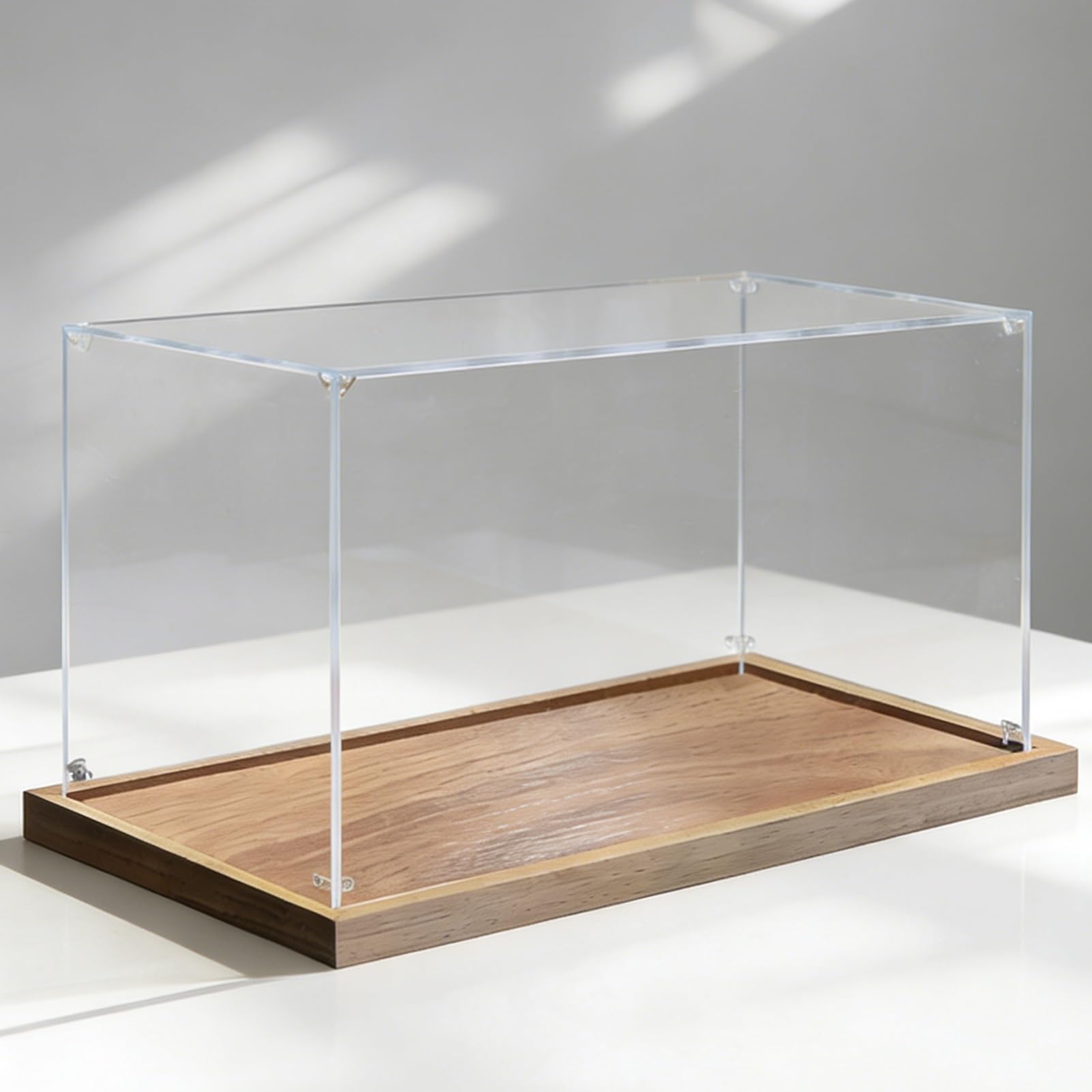 teca plexiglass Vetrina Espositiva Acrilico Trasparente Extra Large (60 70 80cm), Teca Antipolvere Impilabile, Contenitore Rettangolare Plastica Action Figure(Wood,80x35x35cm/31x14x14in)