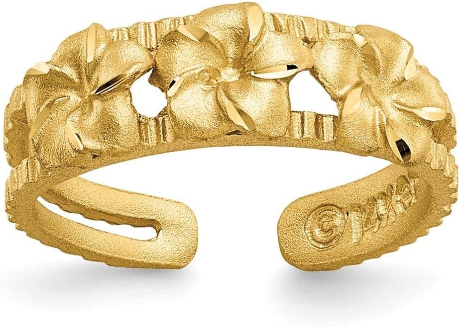 14k Yellow Gold Plumeria Flower Toe Ring