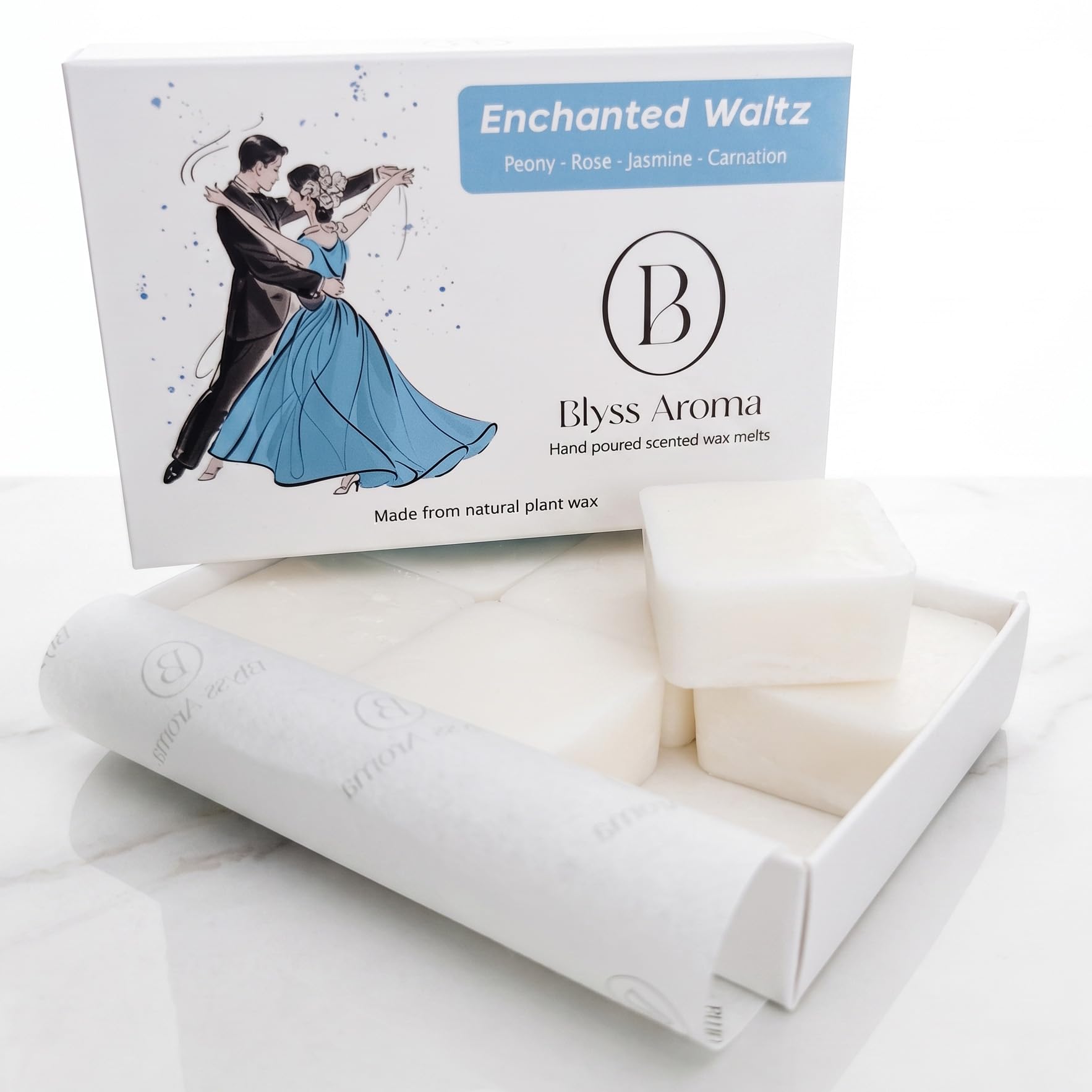 Blyss Aroma Luxury Wax Melts | Enchanted Waltz (Peony – Rose – Jasmine & Carnation) | Premium Coconut & Rapeseed Wax Blend | 120g Total (Over 100hrs Burn Time) | Highly Scented | Vegan & Eco-Friendly