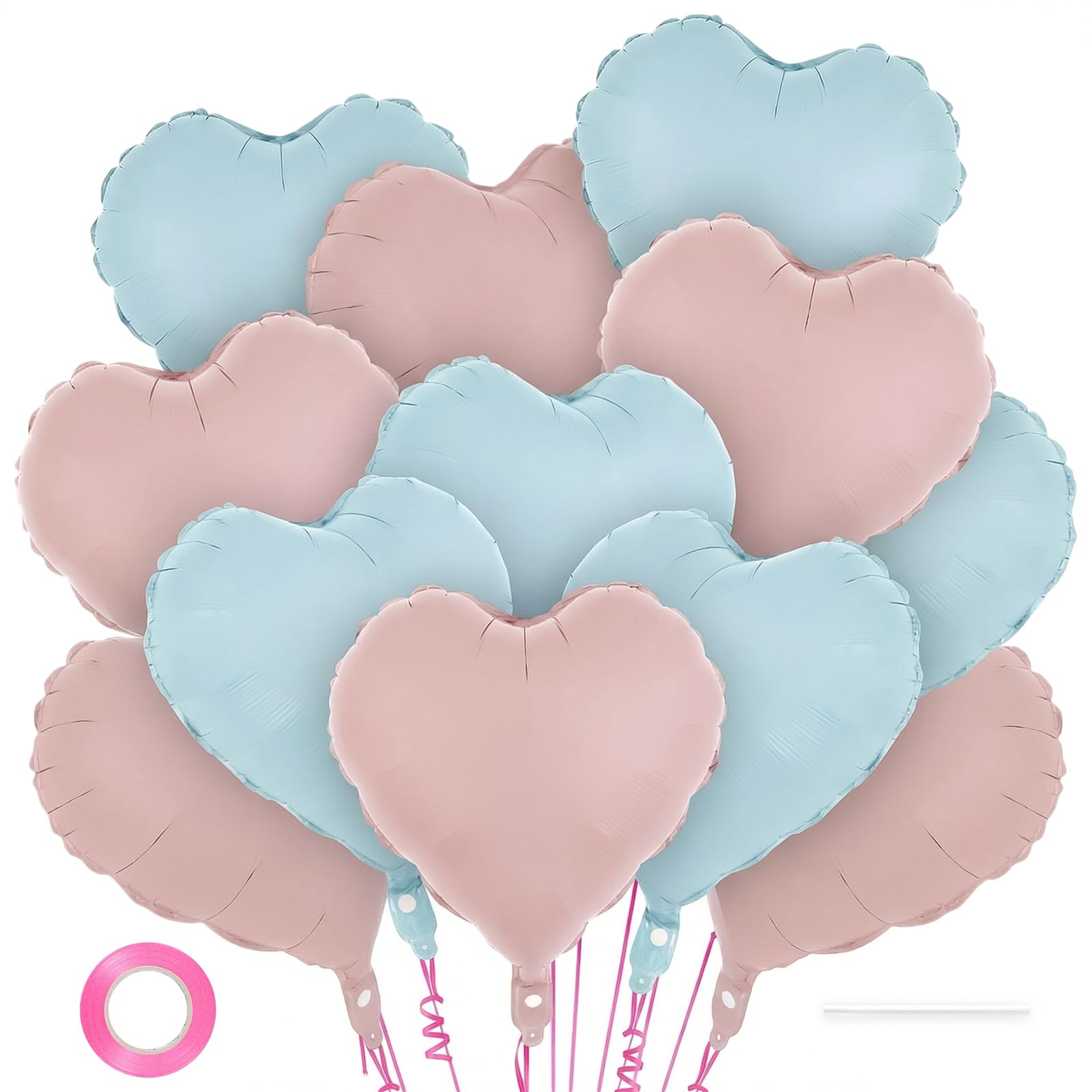 12 Pcs Colorful Heart Balloons,18 Inch Heart Foil Balloons Love Balloon Valentine Balloon for Birthday Party Wedding Engagement Party Baby Shower Valentine Day Decorations