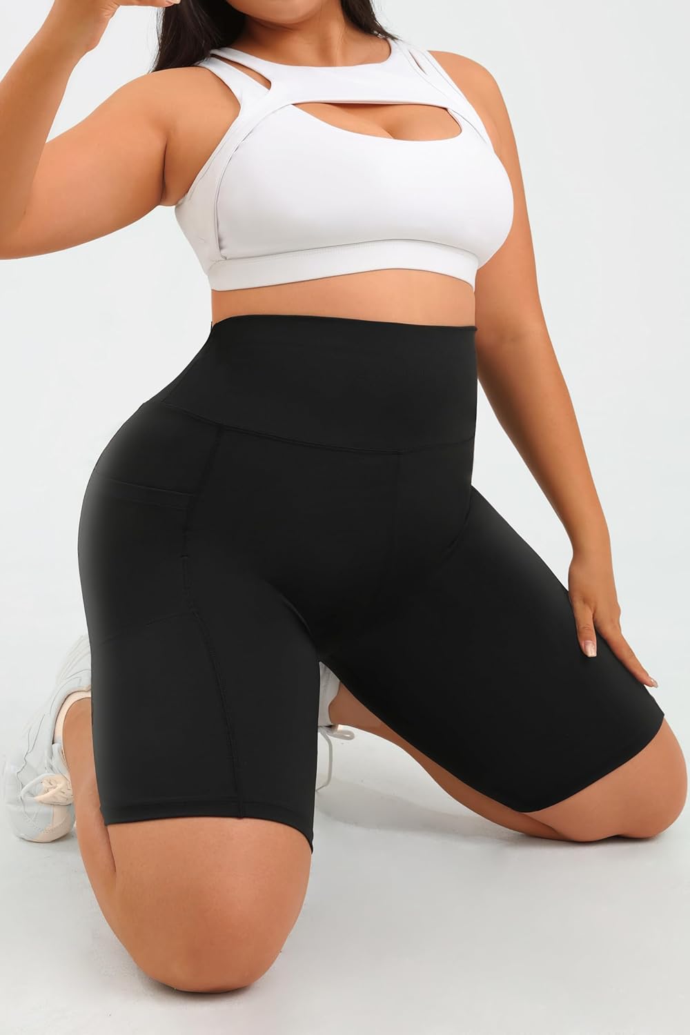 DAGGLOSE Plus Size Women's High-Waist Biker Shorts with Pockets - Tummy Control Yoga Shorts for Women,Leggings Shorts - Image 5