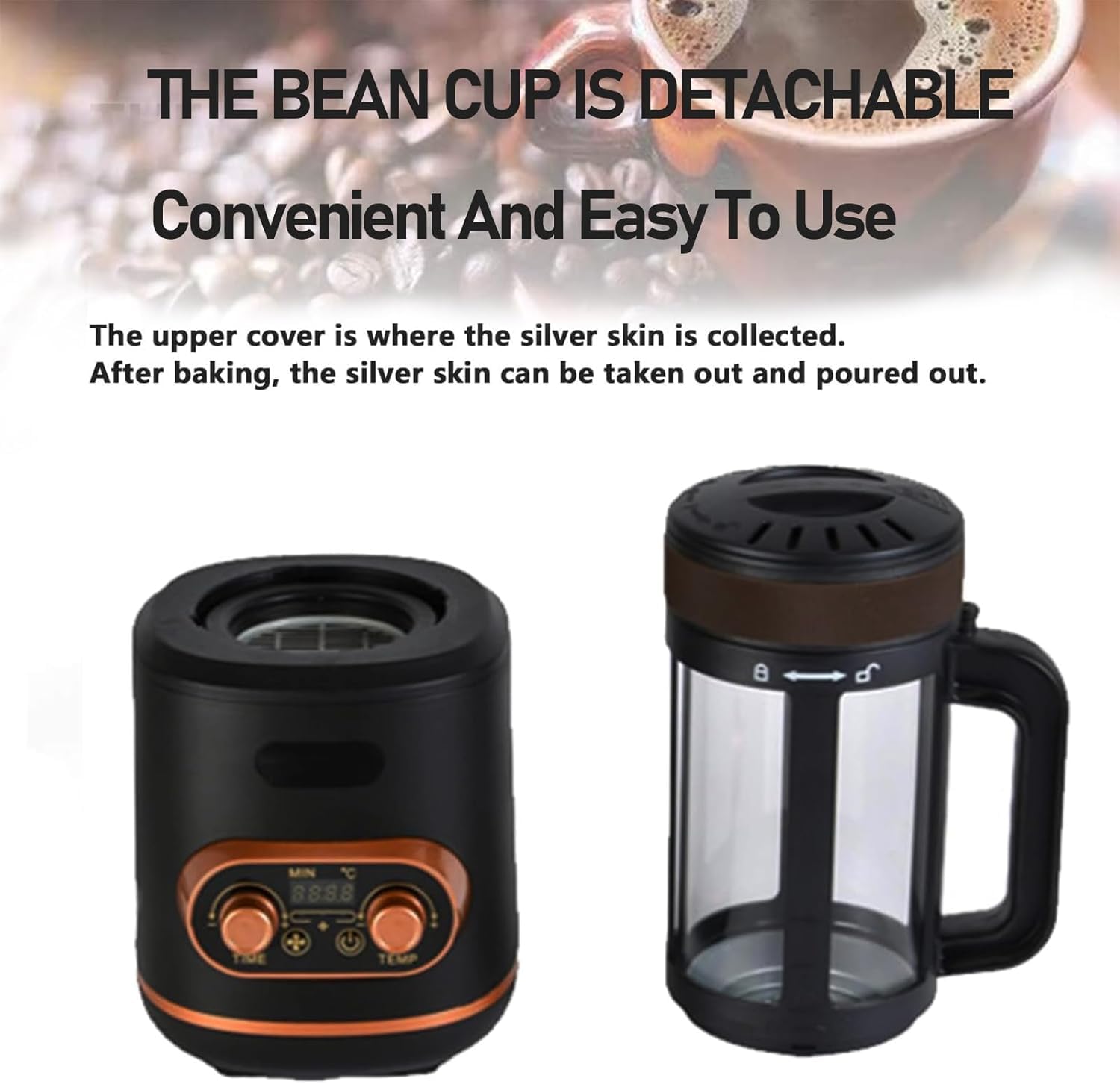 Tostatrice per caffè, Tostatrice elettrica per Chicchi di caffè da 2400 W con Tempo e Temperatura Regolabili, Tostatrice per Chicchi di caffè da 300 g, Kit per tostatura del caffè PE
