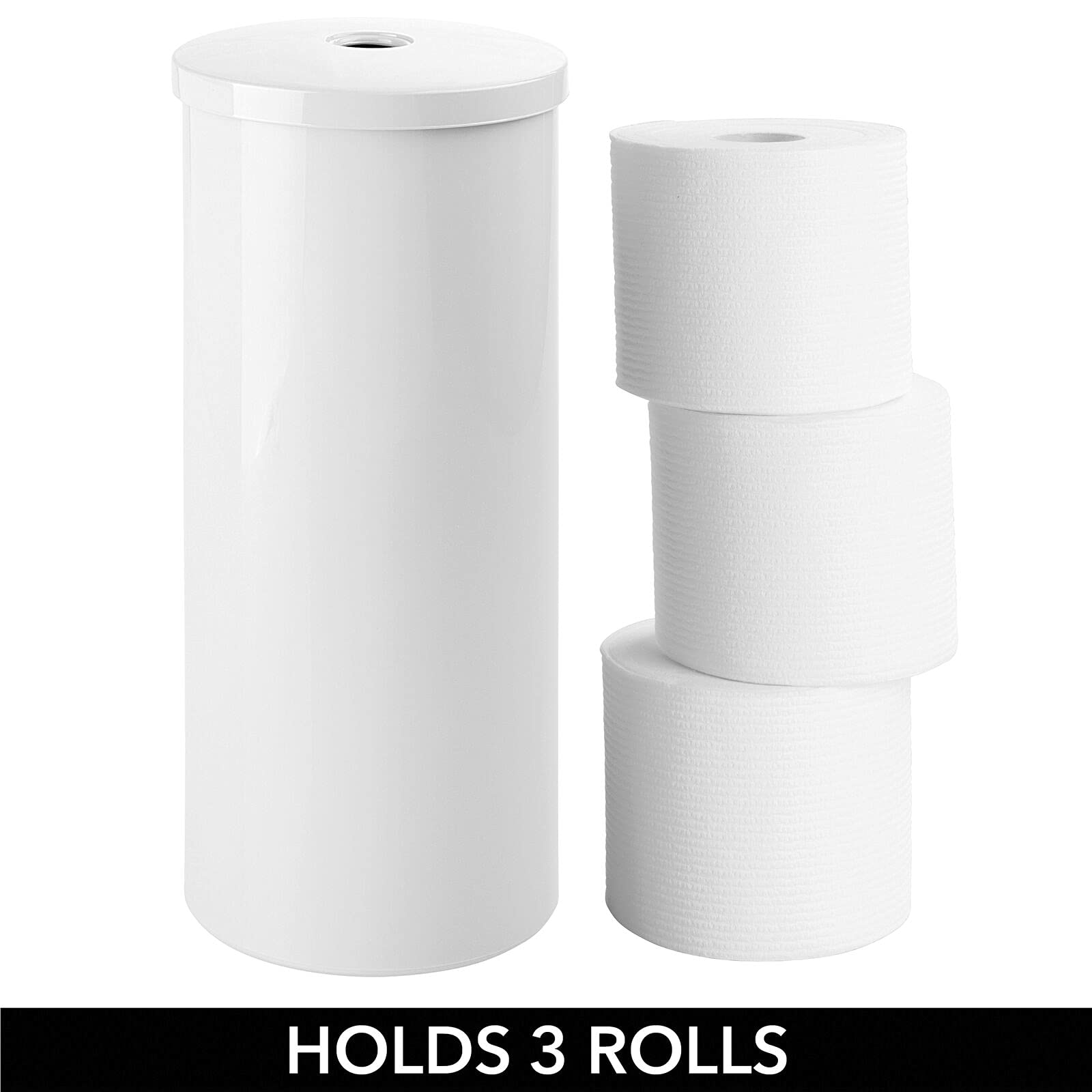 mDesign Modern Plastic Toilet Tissue Paper Holder Canister Stand with Lid - Image 4