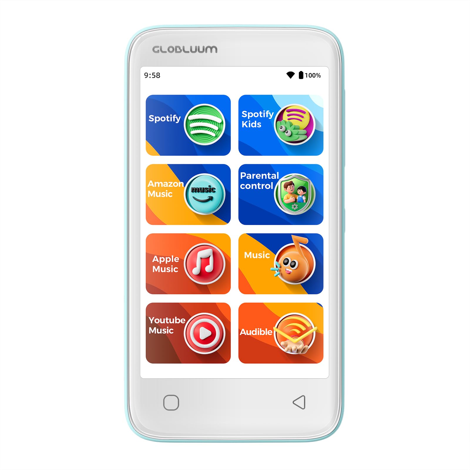MP3-Player für Kinder, Kindersicherung, 16GB, unterstützt Spotify und Audible, Bluetooth und WLAN (Minzgrün) DE