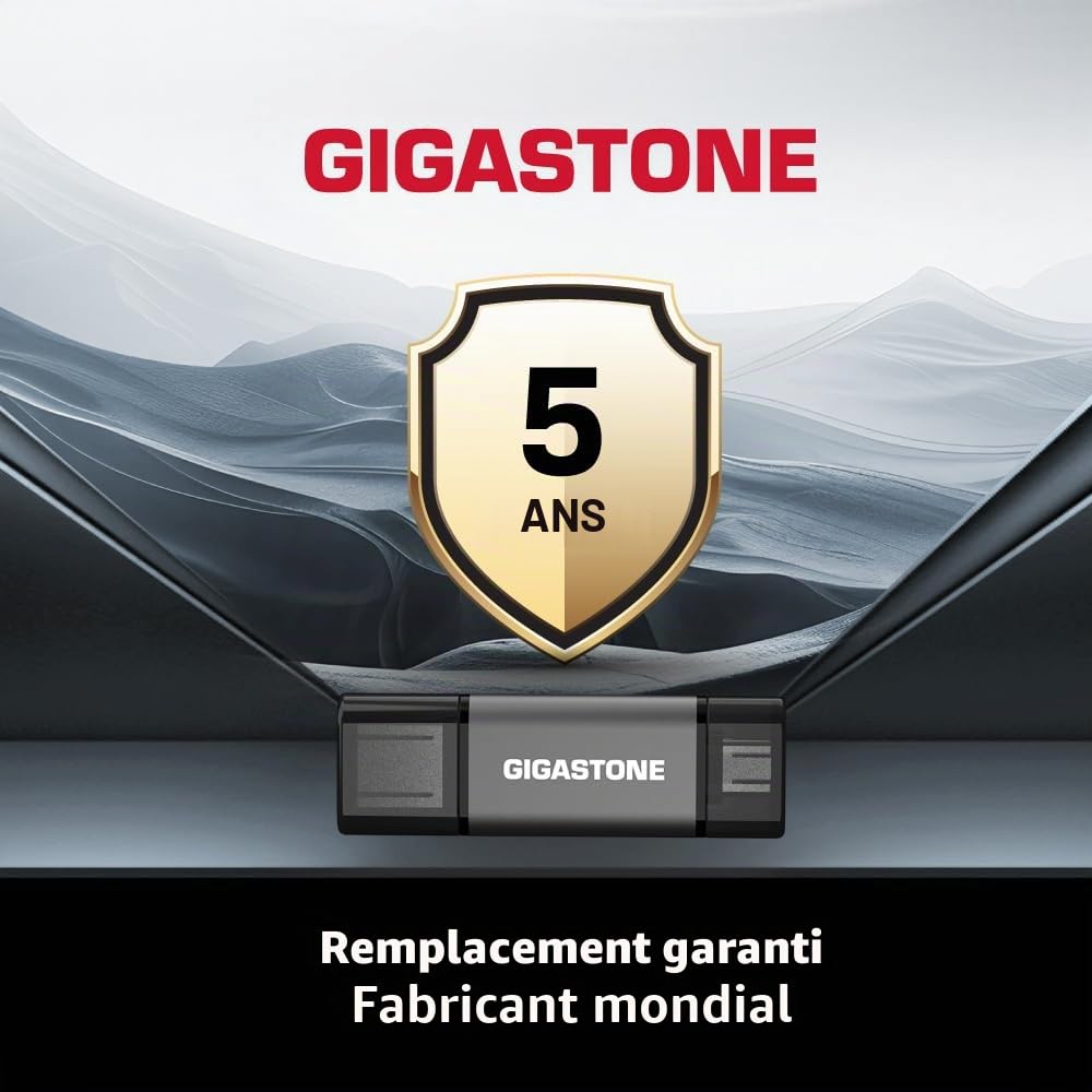 GIGASTONE 512Go Clé USB Double Flash, Z40 USB 3.2 Gen 1, 2-en-1 Type-A & Type-C, 100Mo/s Ultra Rapide, Plug & Play pour Smartphone/PC/Mac/TV/Voiture, USB 2.0/3.0/3.1 Compatible