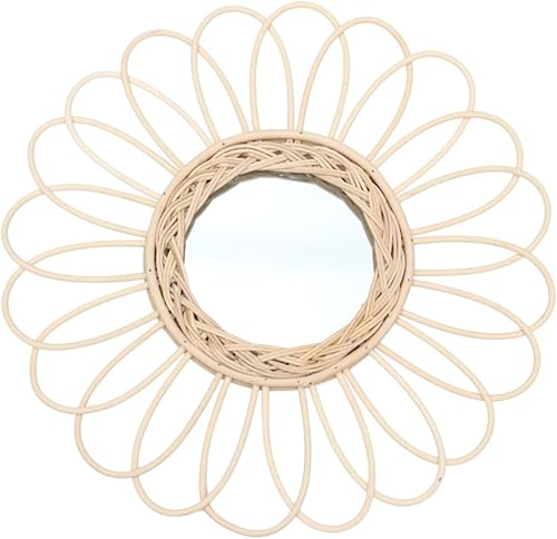 Espejo de arte de ratán tejido espejo decoración colgante de pared accesorios de fotografía decoración del hogar