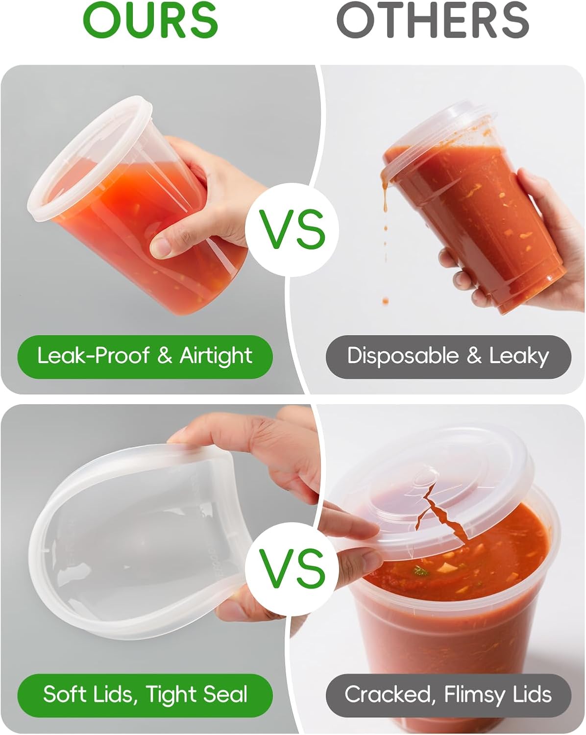 UMT Plastar 32 oz Soup Containers with Lids, 50 Pack BPA-Free Deli Food Containers