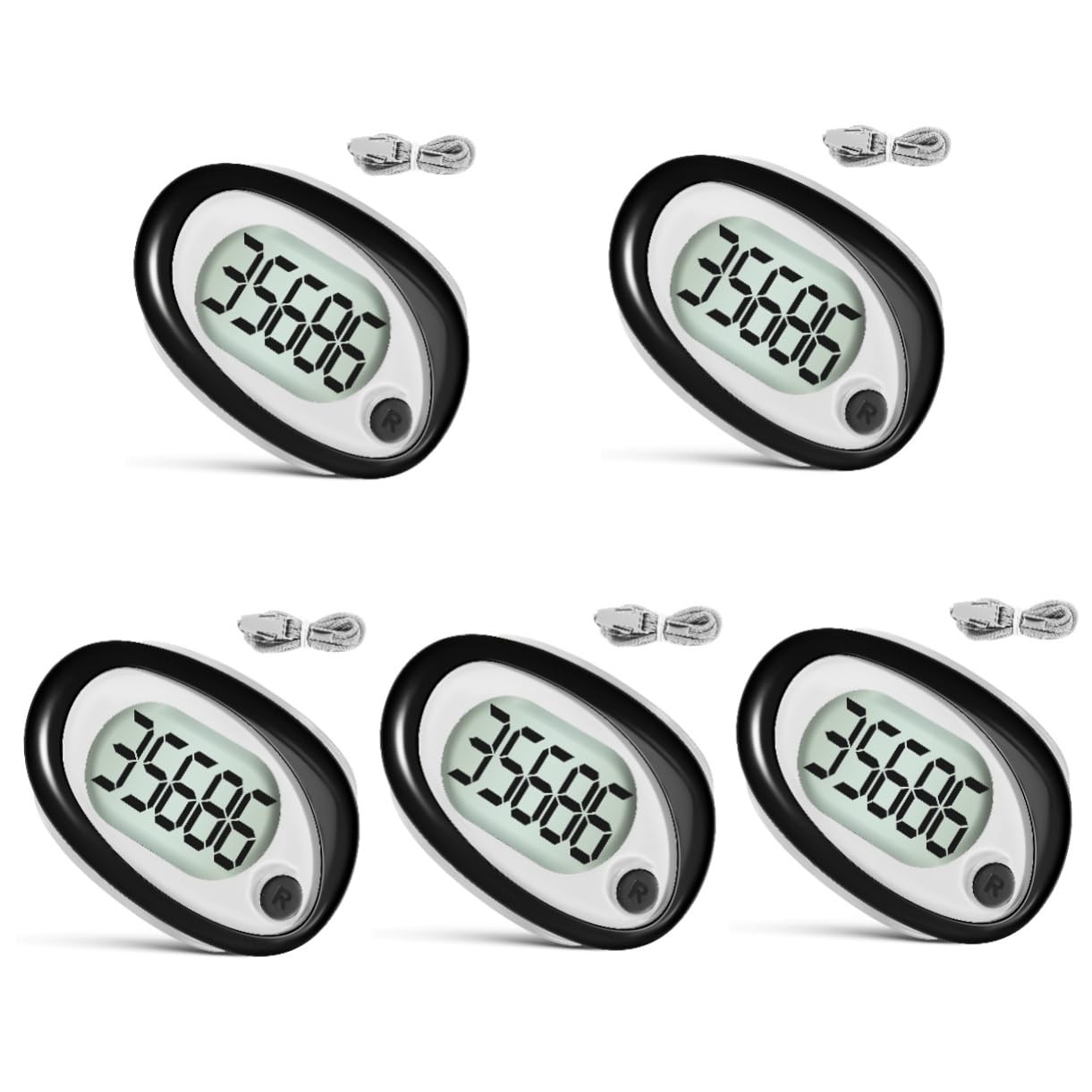UKCOCO pédomètre podomètre pour Les Pas et Les kilomètres de Marche Portable comptoir pour Marcher Compteur de Pas d'escalade Petits podomètres Plastique Black