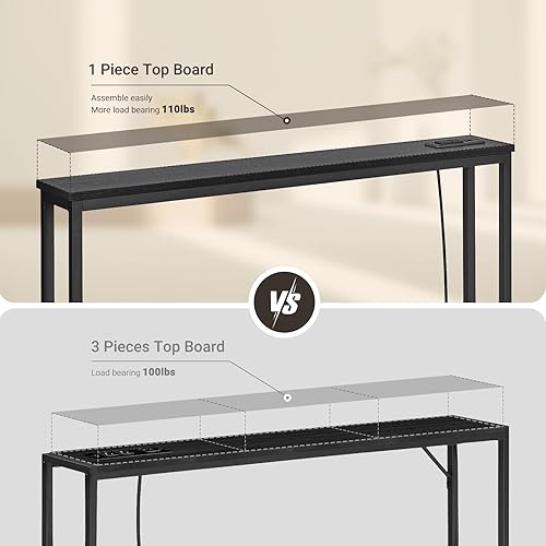 Miniatura 6 de ELYKEN Paquete de 2 mesas de sofá de consola estrecha de 5.9 pulgadas con tomas de corriente y puerto USB, 5.9 pulgadas de profundidad x 39.4