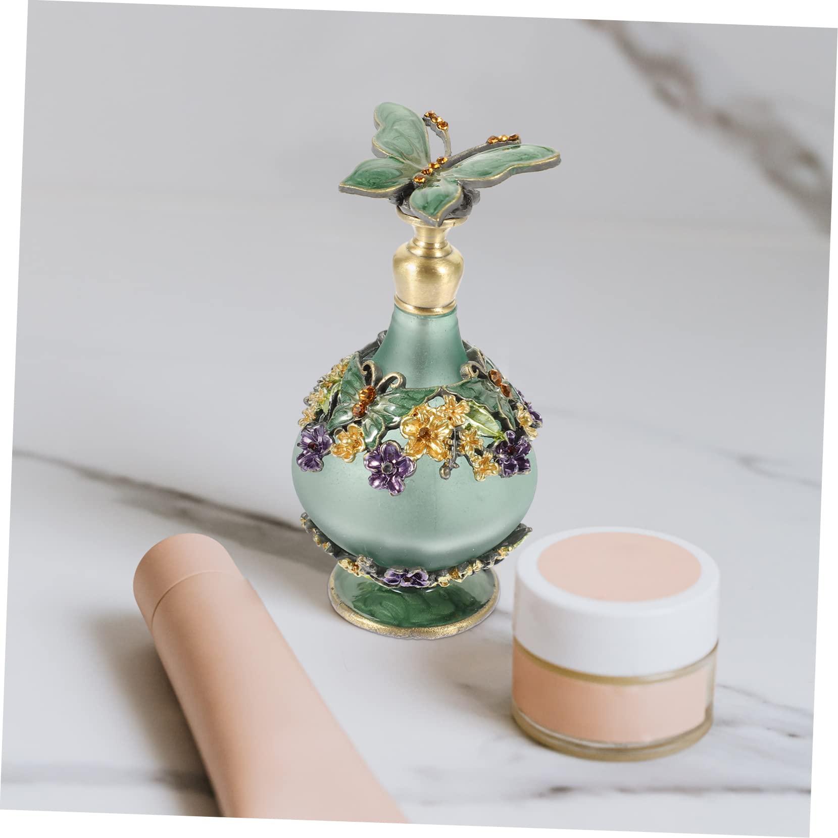 Cabilock Flacone Profumo Vintage in Verde da 23ml, Boccetta Leggera e Ricaricabile per Viaggio, Stile alla Moda per Ricarica Oli Essenziali