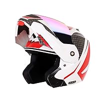 Vega Crux Dx Checks Flip-Up Full Face Helmet White Red, Size: L(59-60 cm)