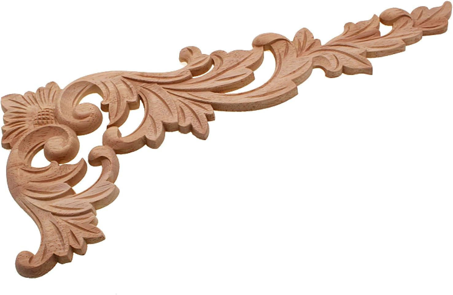 木製キャビネットヴィンテージ未塗装木彫りデカールコーナーアンレーアップリケフレーム家庭用家具壁キャビネットドア装飾工芸品 38*16