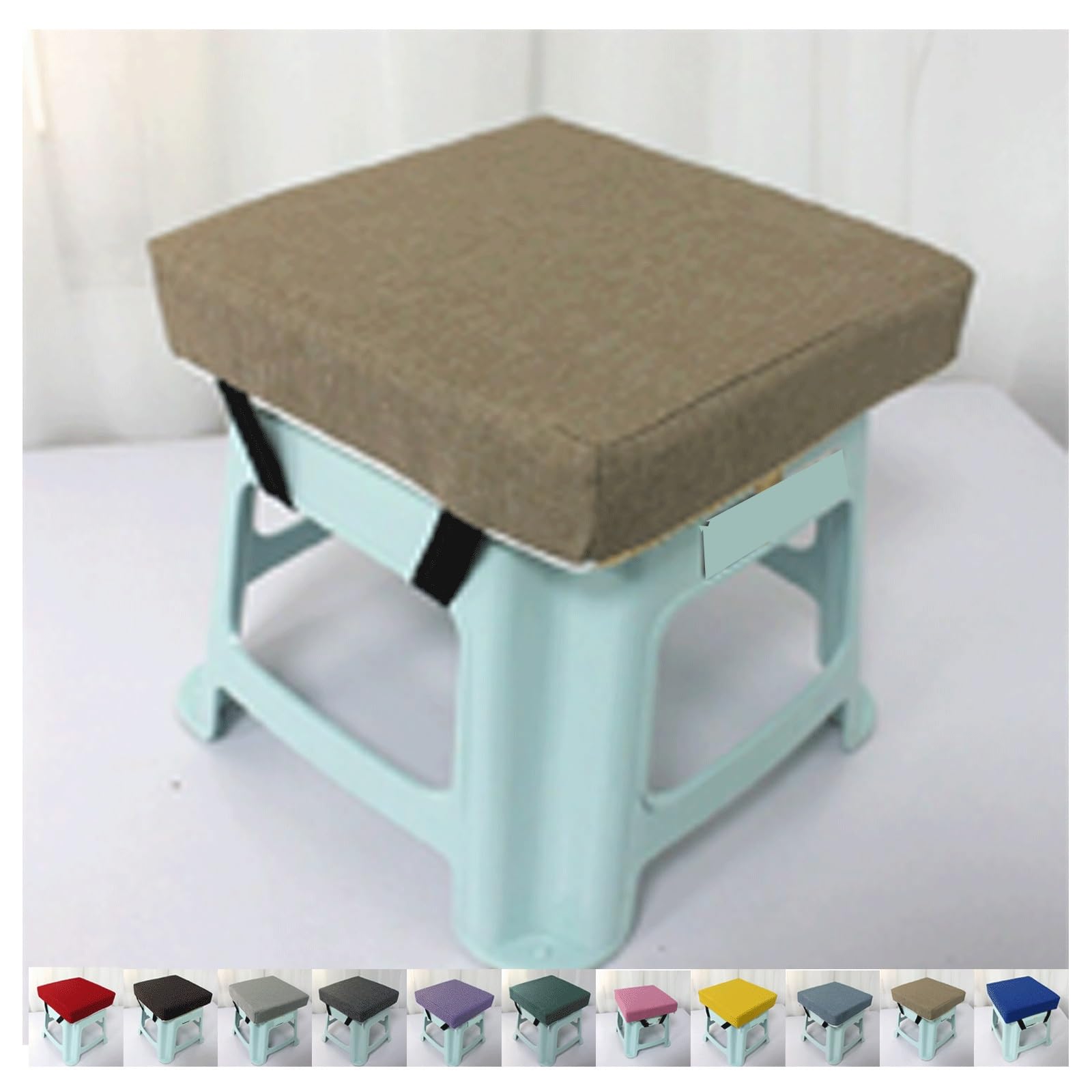 SDNAM Seat Pads for Dinin Chairs,25x25,28x28cm,30x30cm,35x35cm,24x34cm Adjustable Kitchen, Office and Garden Chair with Ties Non Slip Comfortable Cushion(Khaki color,30x30x5cm)