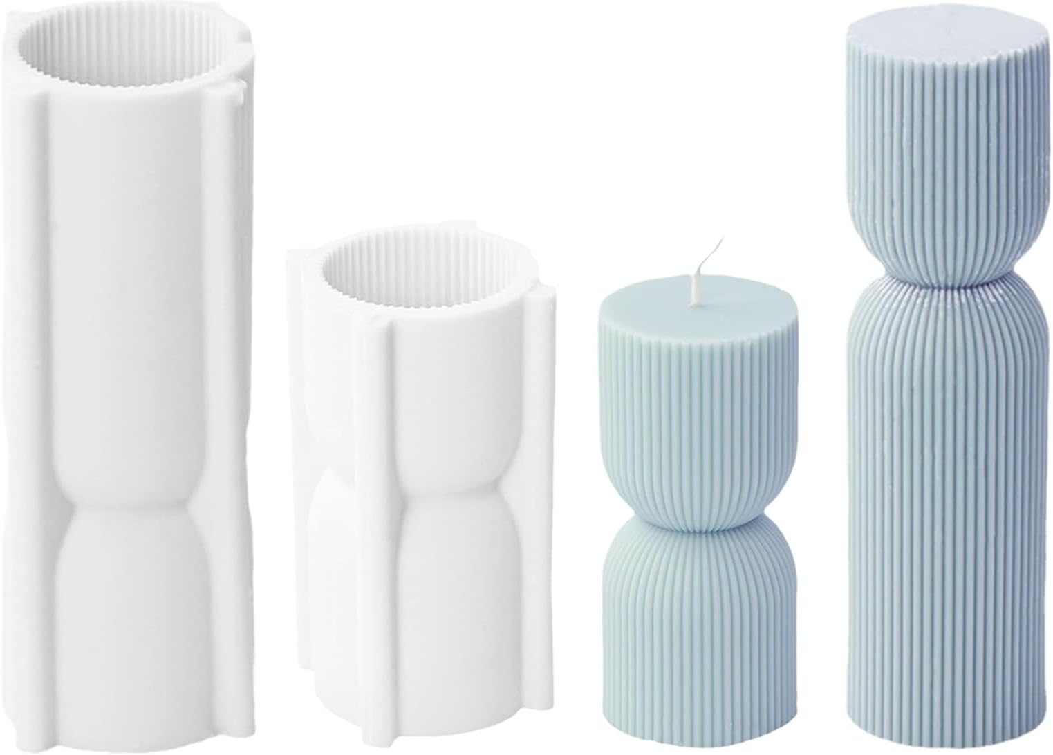 Candle Silicone Mold, 2 Pack Cylindrical Tall Pillar Silicone Molds, DIY Ribbed Twist Molds for Candle Making, Geometric Abstract Decorative Striped Aroma Gypsum Molds for Home Decor Art Crafts