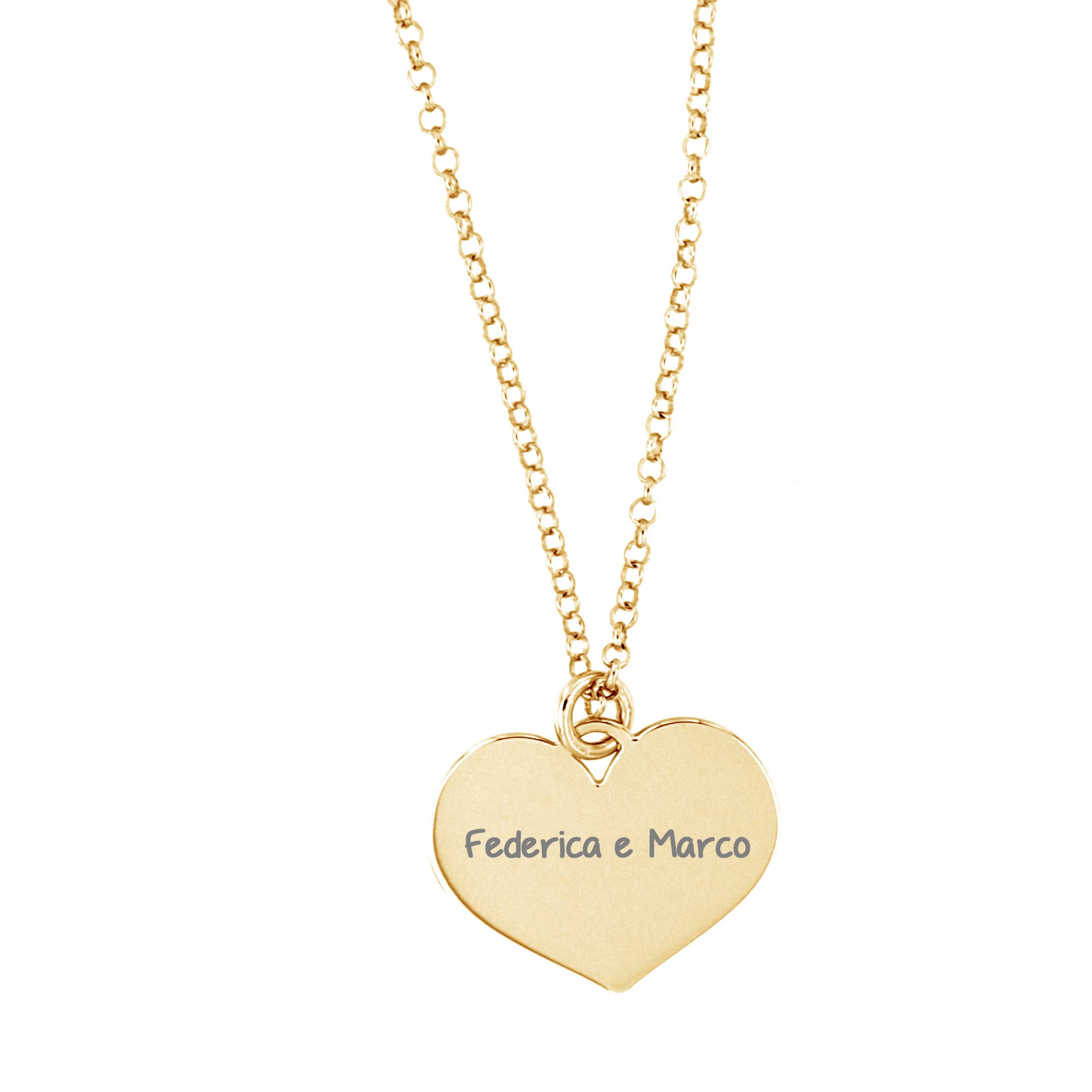 Collana con ciondolo a forma di CUORE, incisioni gratuite, in argento 925 anallergico.