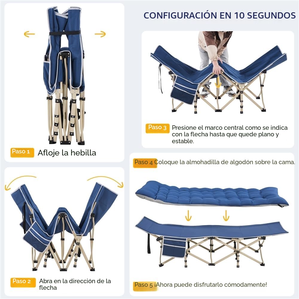 Yaheetech Cama de Campamento Plegable con Colchón de 150 kg, Carga de Cama de Camping con Bolsa de Transporte Marco de Metal