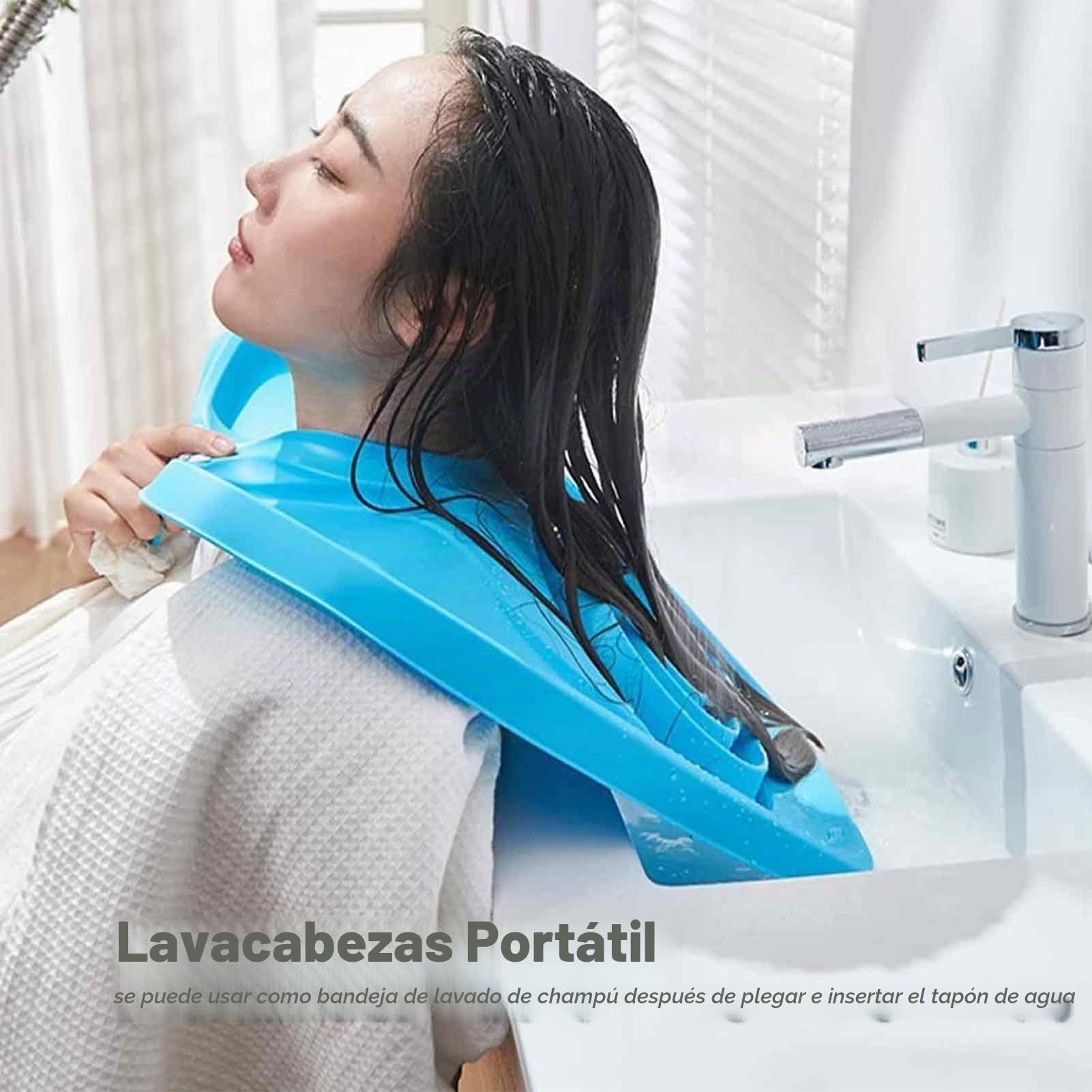Cuenco plegable para lavabos con champú con manguera de drenaje de 1,5 m, 51,5 x 40,1 x 26,2 cm, bandeja portátil de TPE para lavar el cabello en casa para discapacitados, personas mayores, mujeres