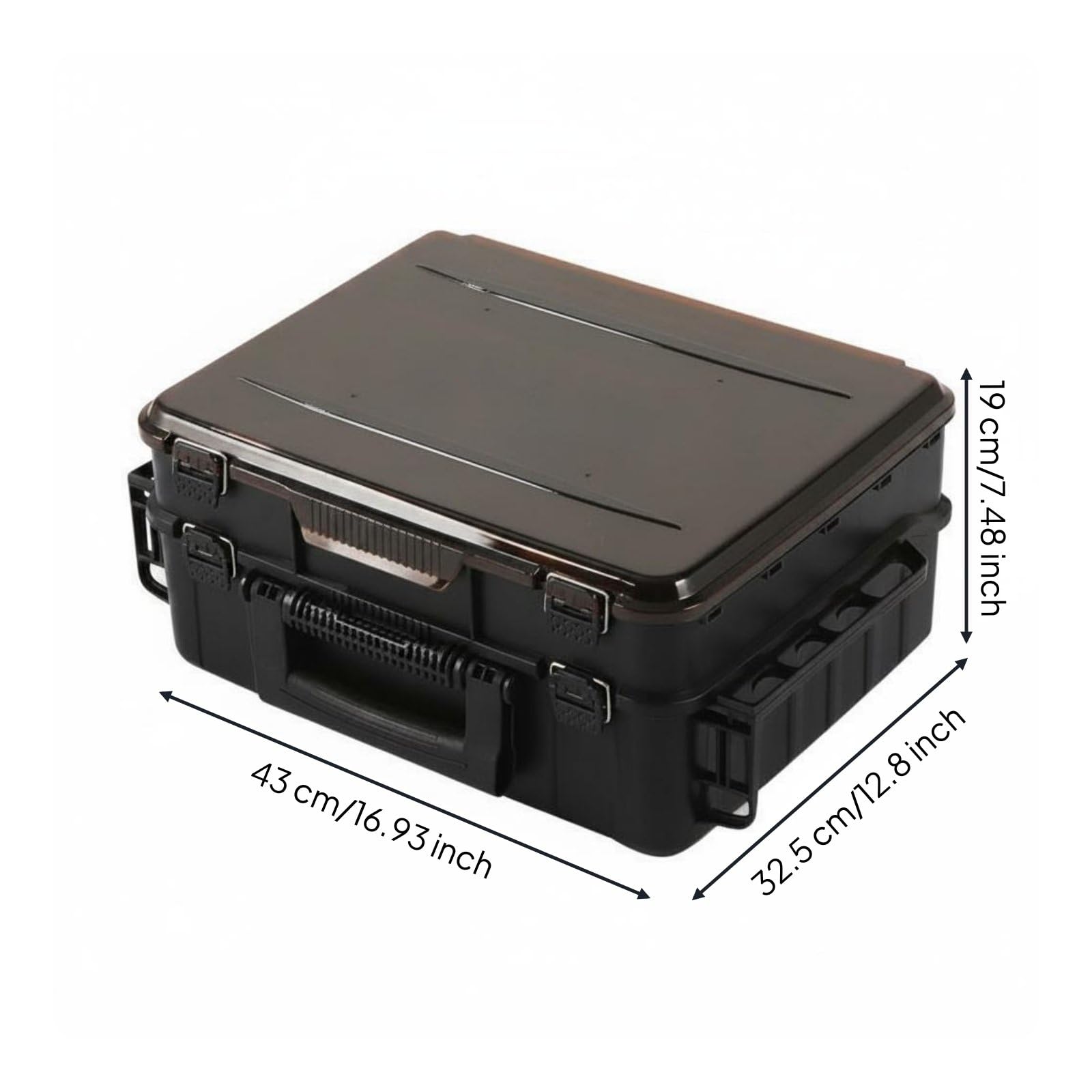 harayaa Scatola Porta Esche a Doppio Livello Scatola da Pesca Contenitore Tackle Box Organizer con Scomparti Regolabili in Plastica E Manico per Trasporto, Nero, 43X33X19cm