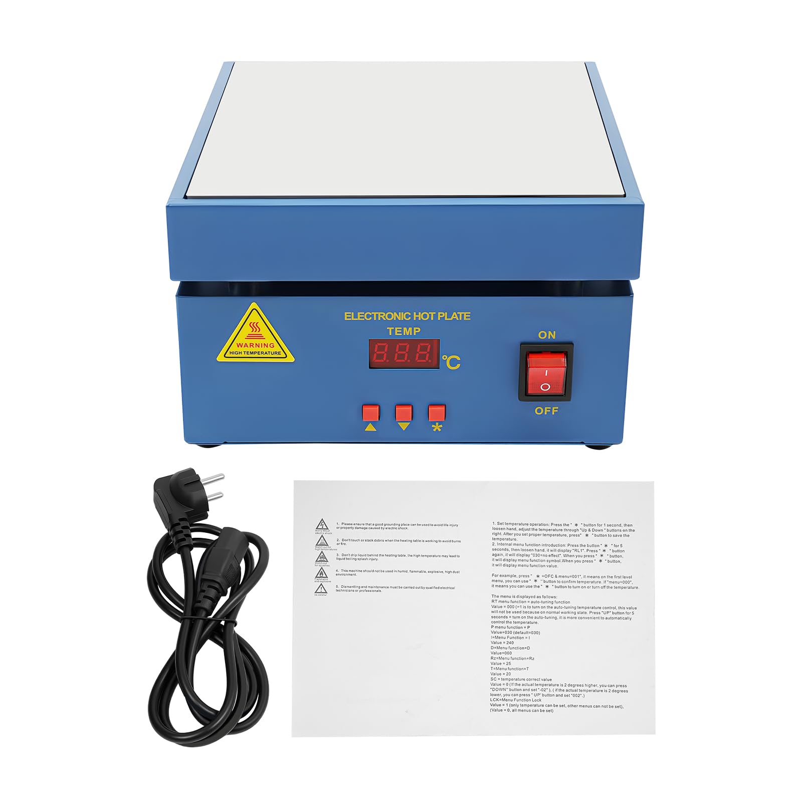 Piastra riscaldante per saldatura 800 W, 20 x 20 cm, indicatore LED 50 – 400 °C, riscaldamento uniforme, controllo intelligente della temperatura, adatto per laboratorio, saldatura di manutenzione è