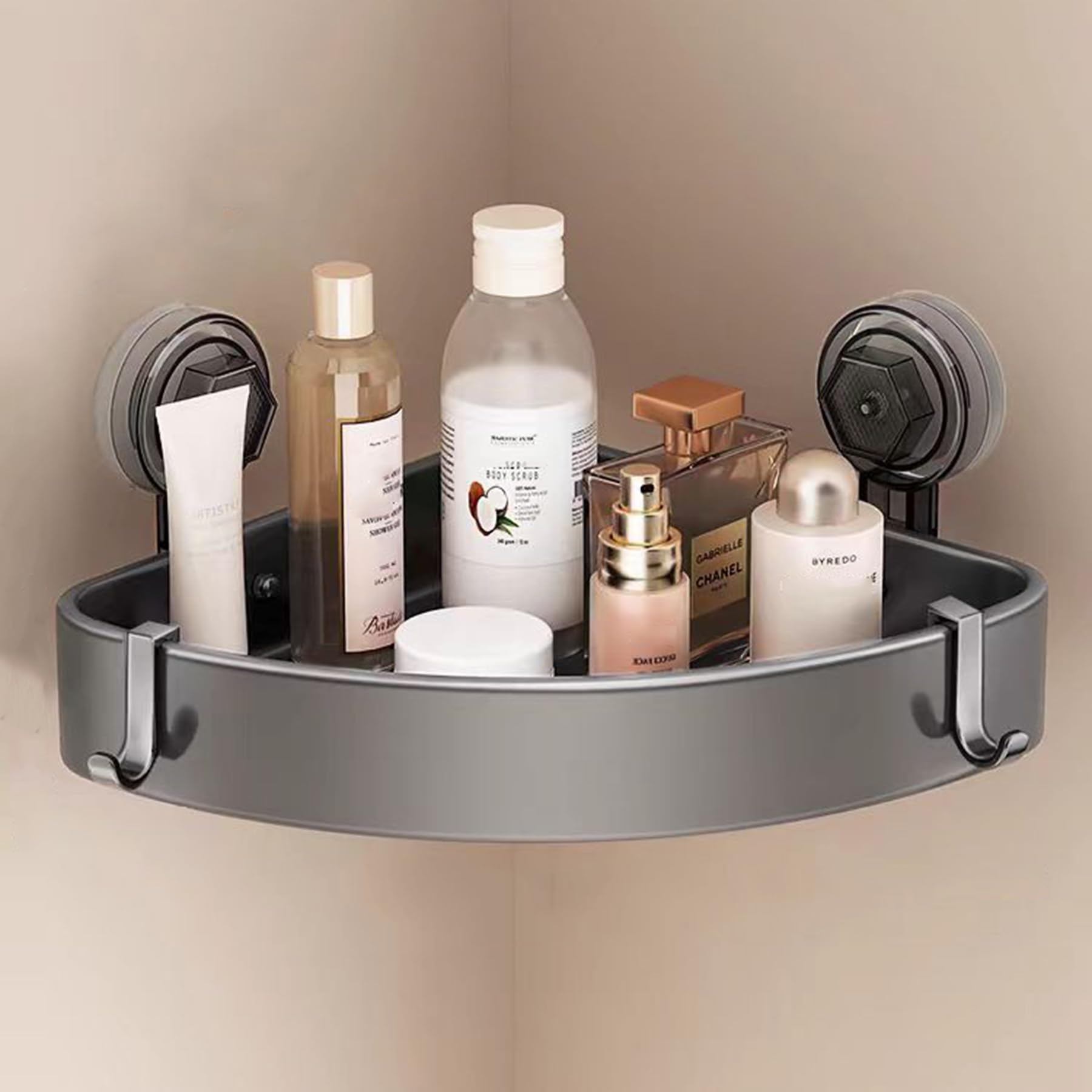 SRURLLUG Corner Shower Caddy Shelves Suction Cup No Drilling Wall-mounted Bathroom Shower Organizer Large capacity Rustproof Home Decor