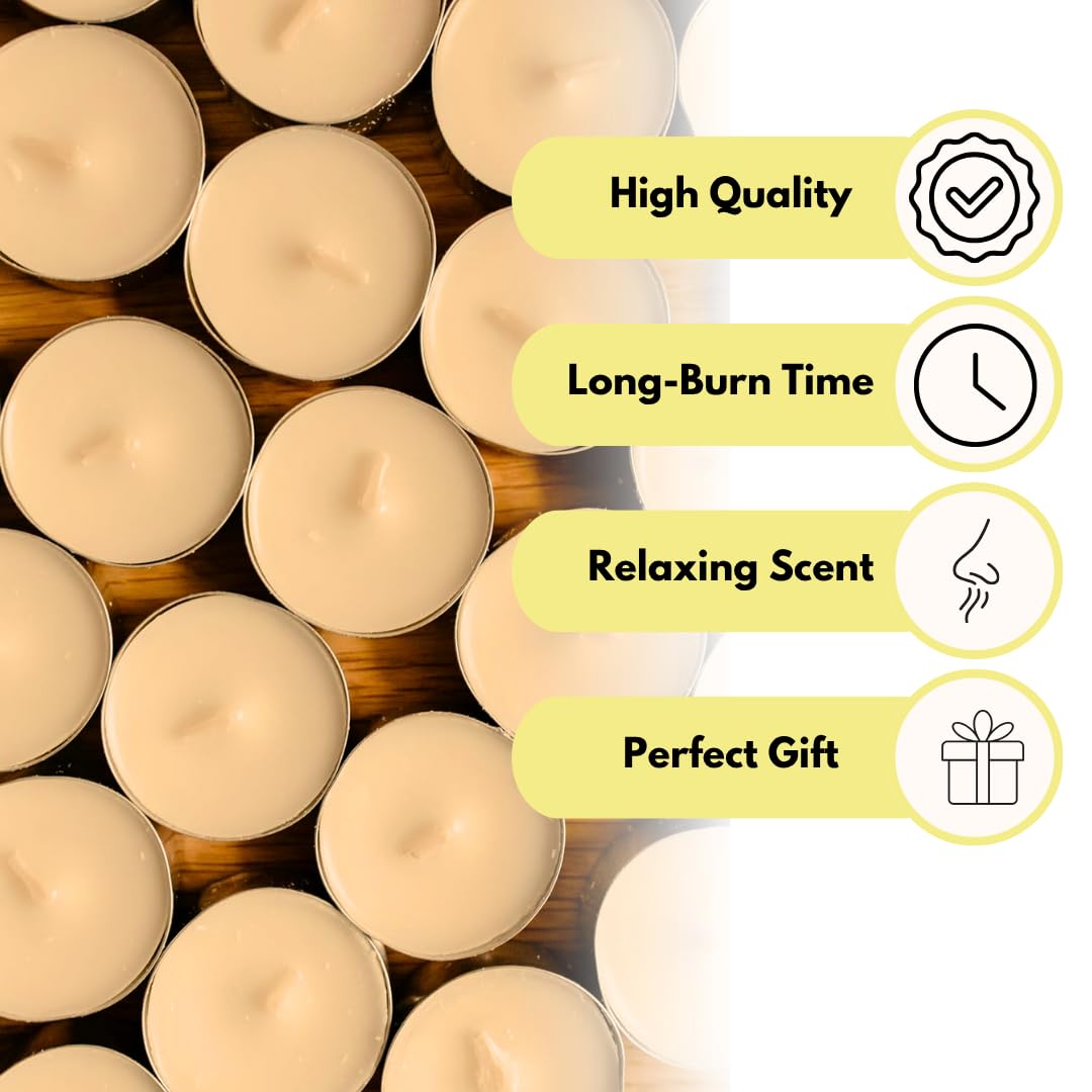 Lot De 50 Bougies Chauffe-plat Parfum Orange - Combustion 4-5h, Pour Décoration Intérieur, Mariage, Noël | Petites Bougies Parfumées - 12