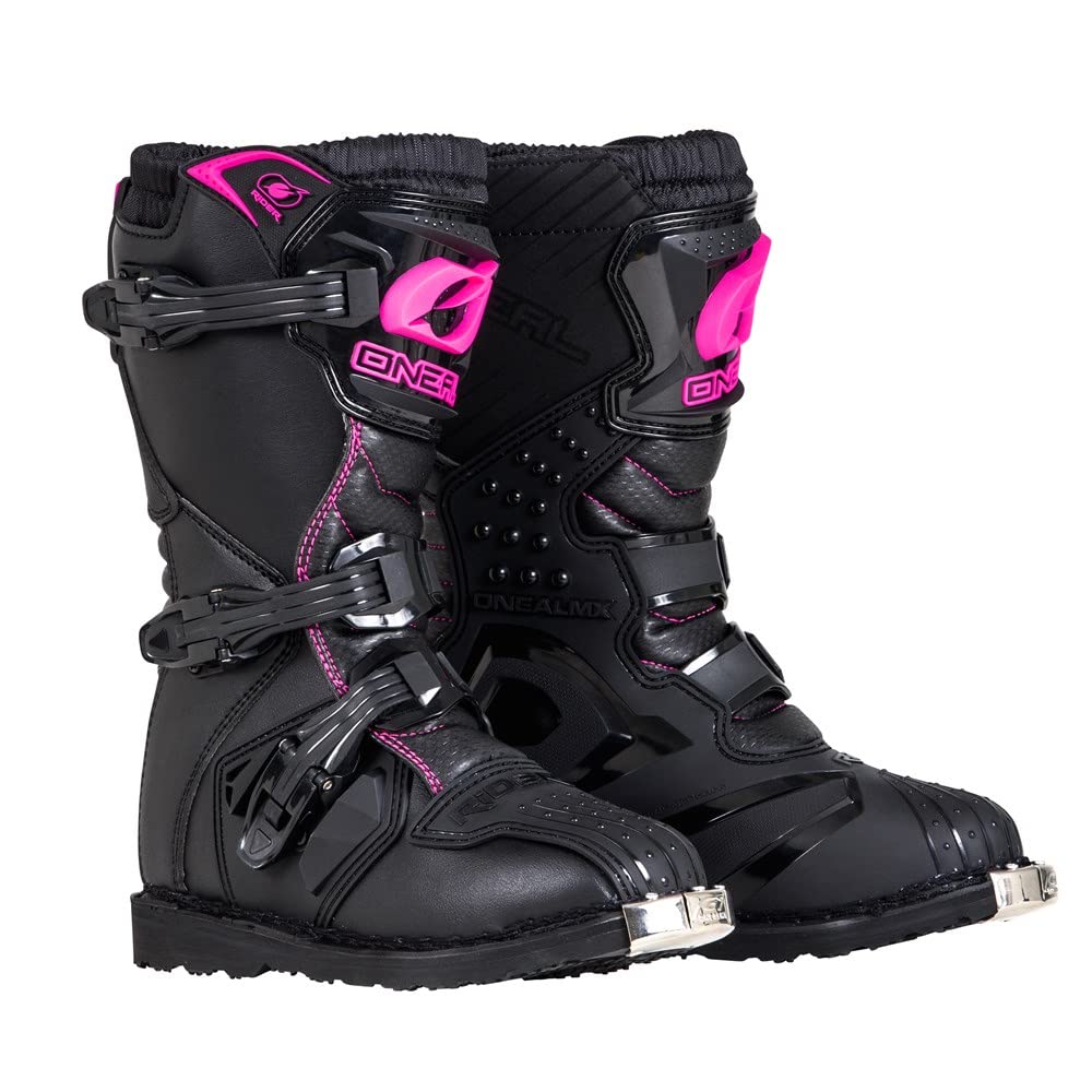 O'NEAL Youth Rider Boots with Pro MX Socks Combo (Black/Pink, Y2)