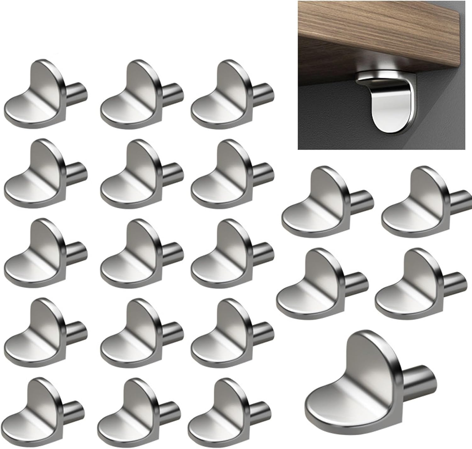 Set of 20 Multipurpose Sturdy Alloy Furniture Shelf Pegs Accessory for Wood and Glass Shelves Daily Use Shelf Pegs