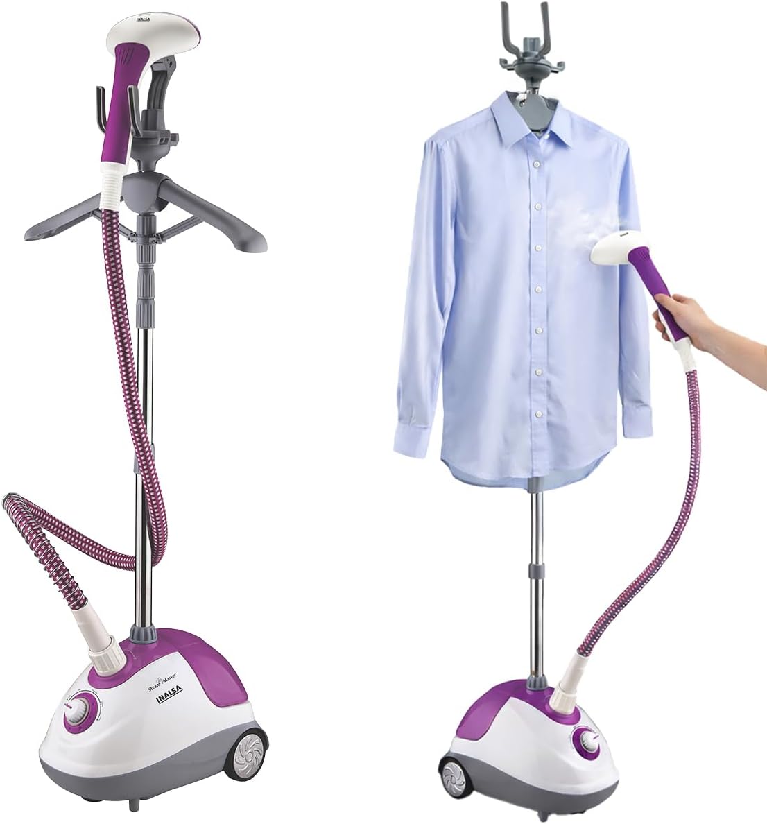INALSA Standing Garment Steamer 1700 Watt Steam Iron for Clothes|Variable Control Knob | Powerful Steam Output |1.5L Detachable Large Water Tank|Includes Brush&Glove|steamer for clothes(Steam Master)